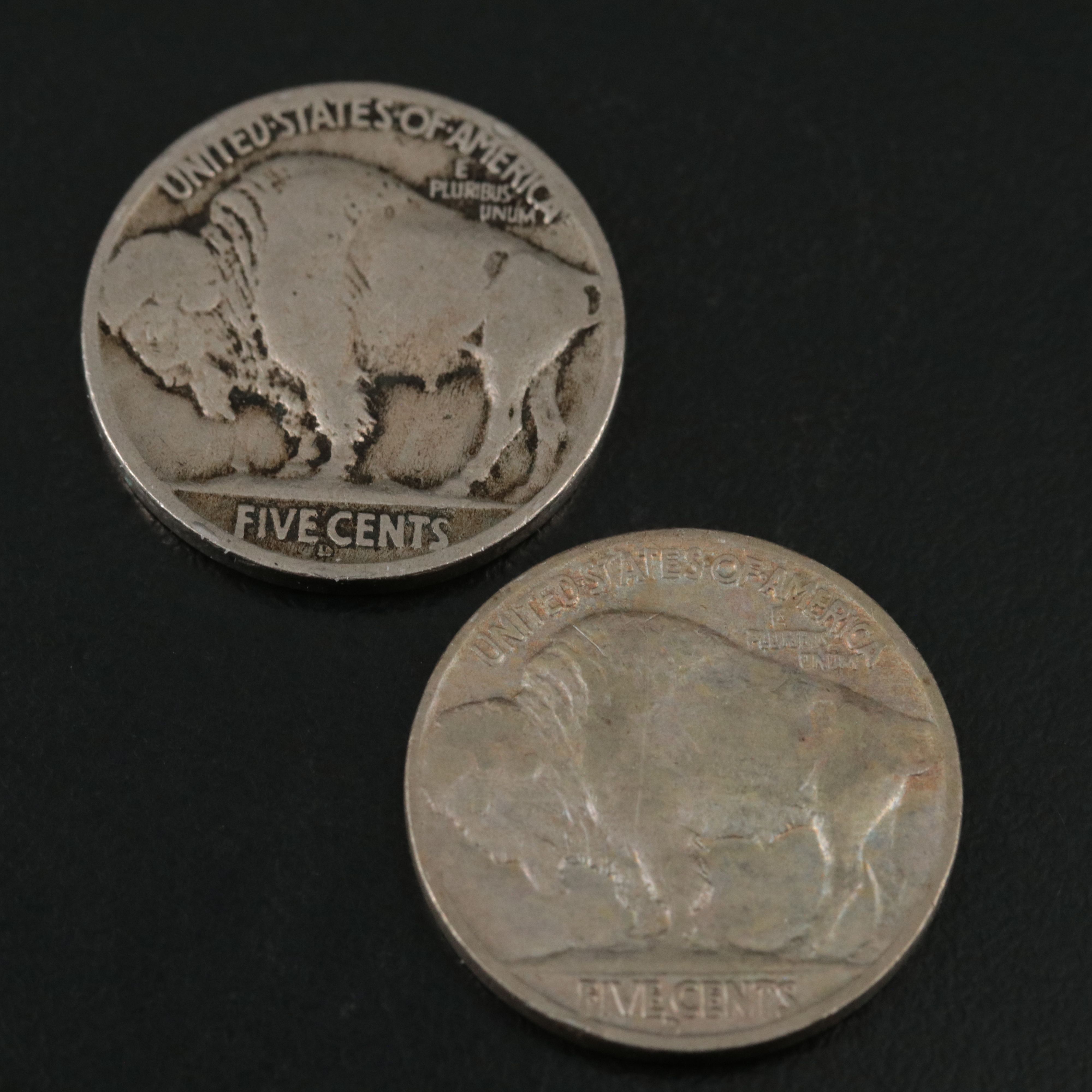 Five Buffalo Nickels:  1917-D, 1918-D, 1918-S, 1926-D and 1938-D