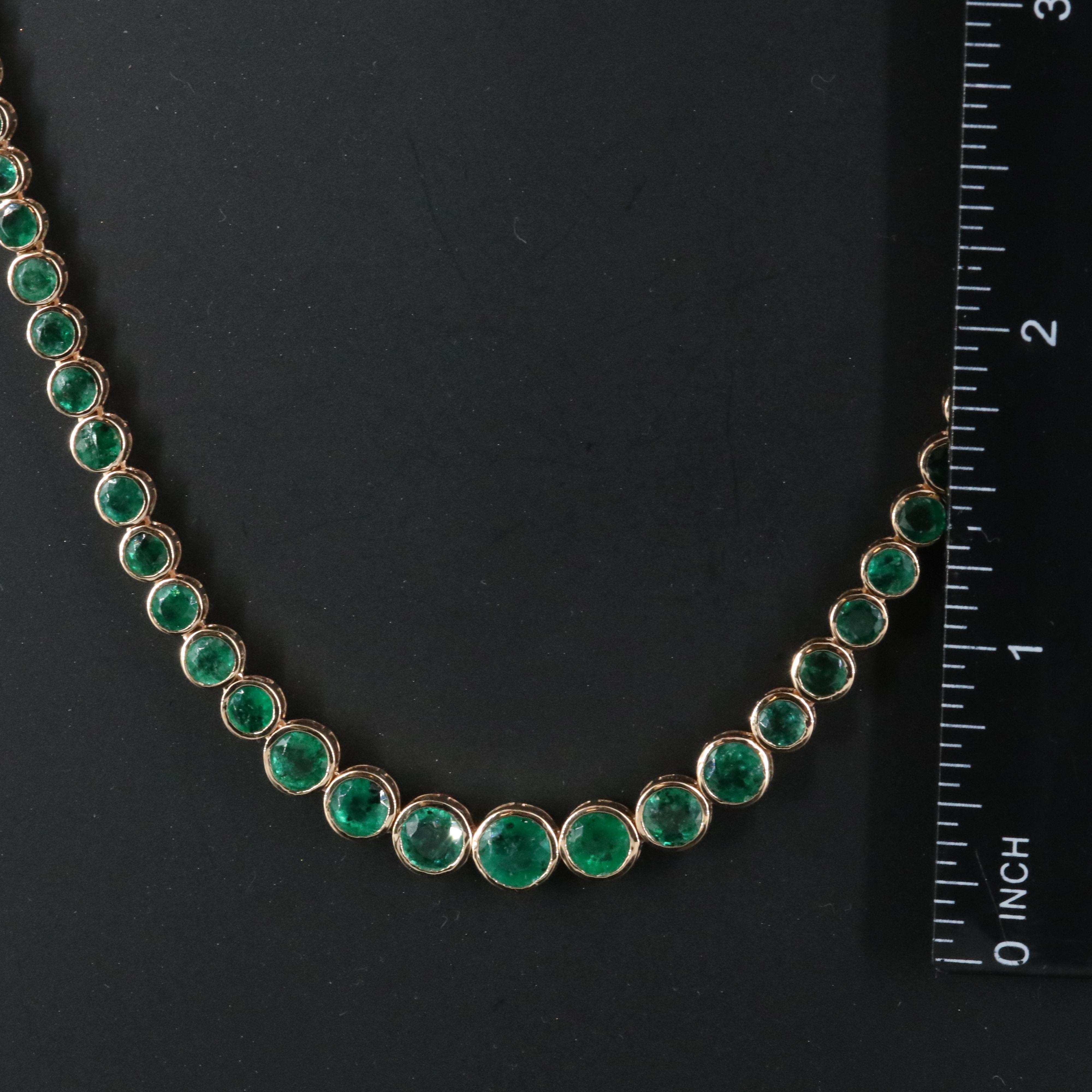 18K 15.41 CTW Emerald Rivière Necklace