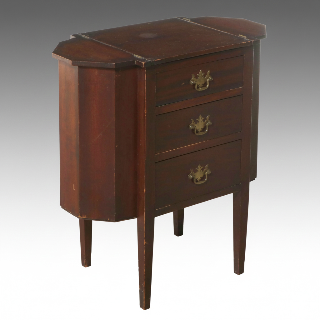 Martha Washington Style Mahogany Sewing Cabinet, Early to Mid-20th Century