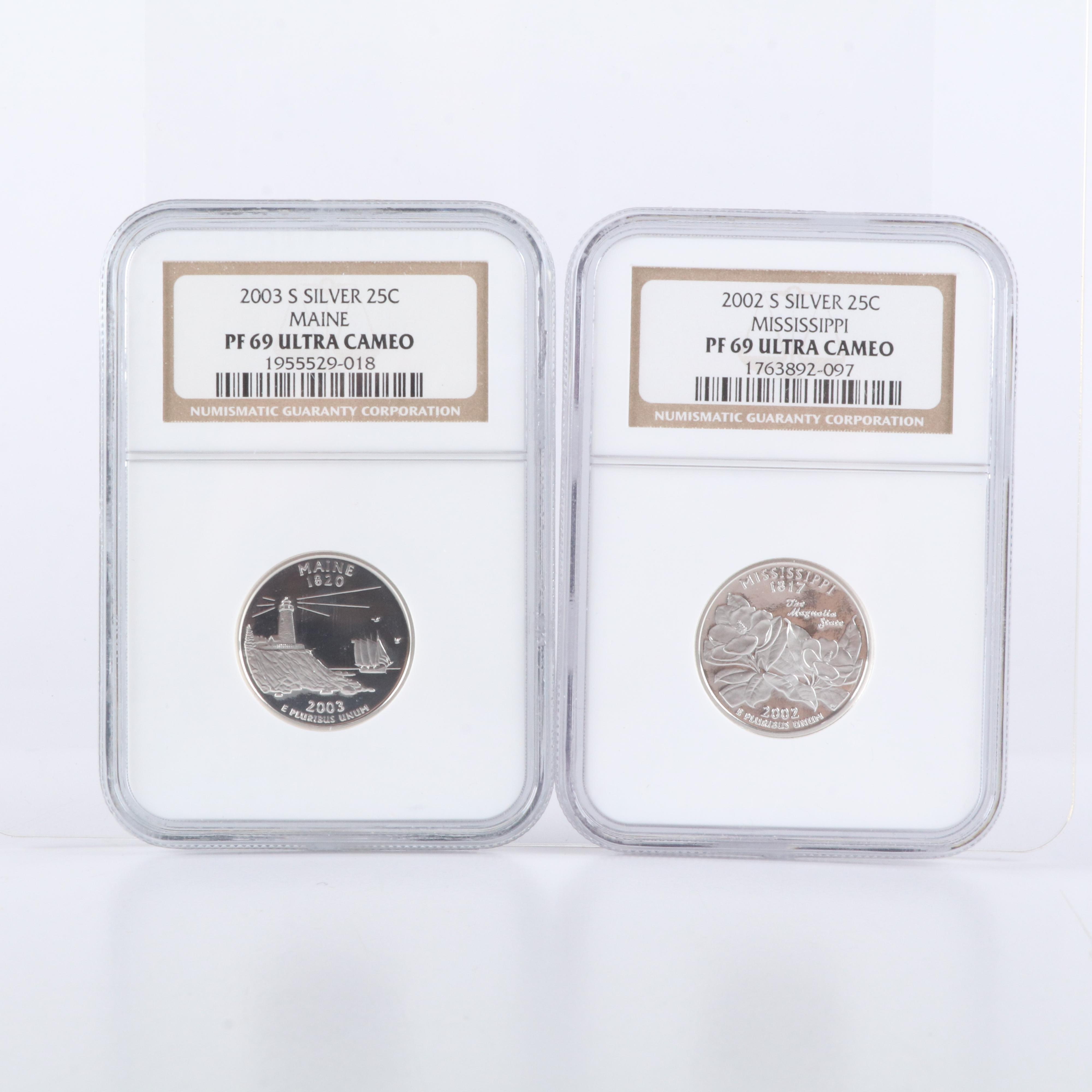 Fourteen Different NGC PF 69 Ultra Cameo Silver State Quarters
