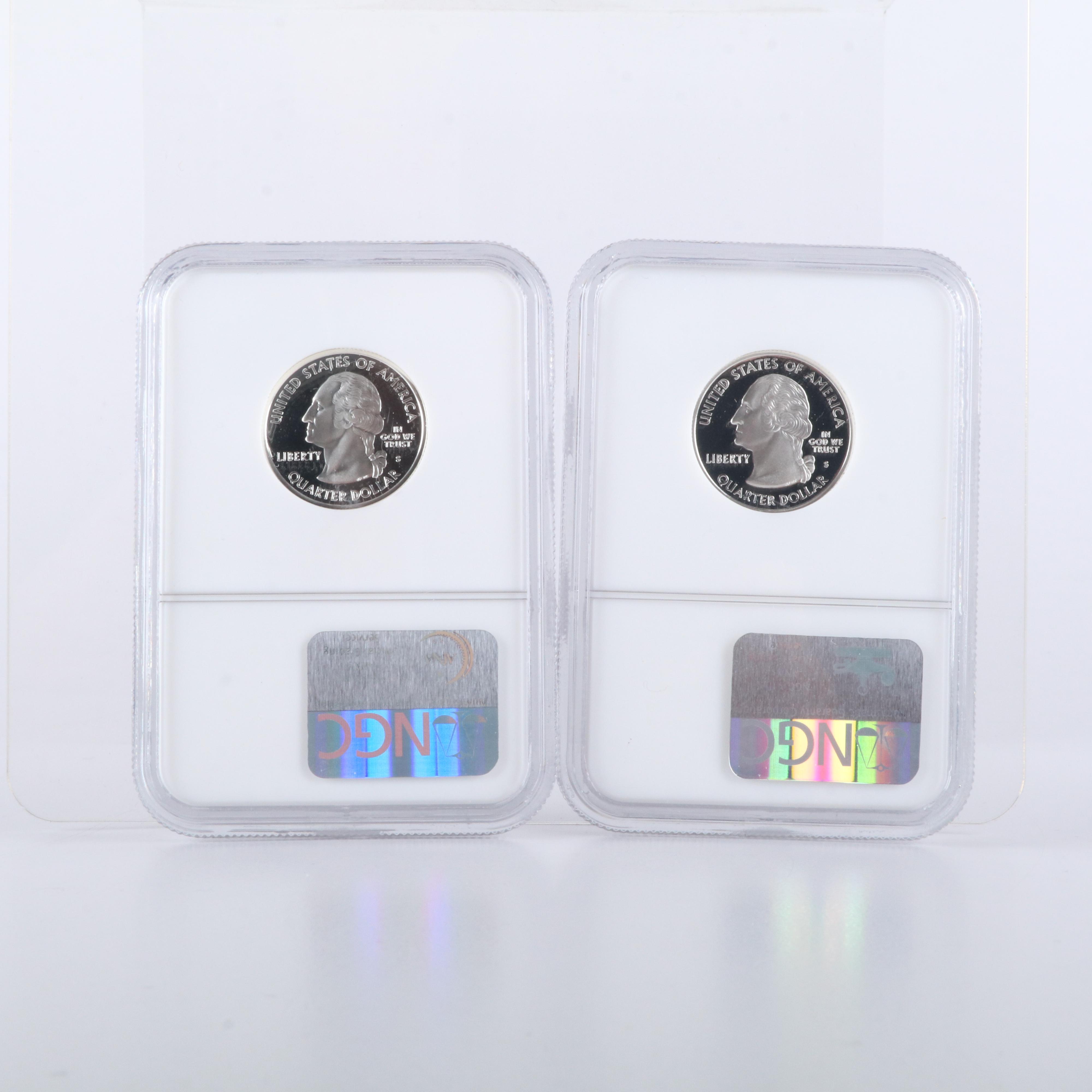 Fourteen Different NGC PF 69 Ultra Cameo Silver State Quarters