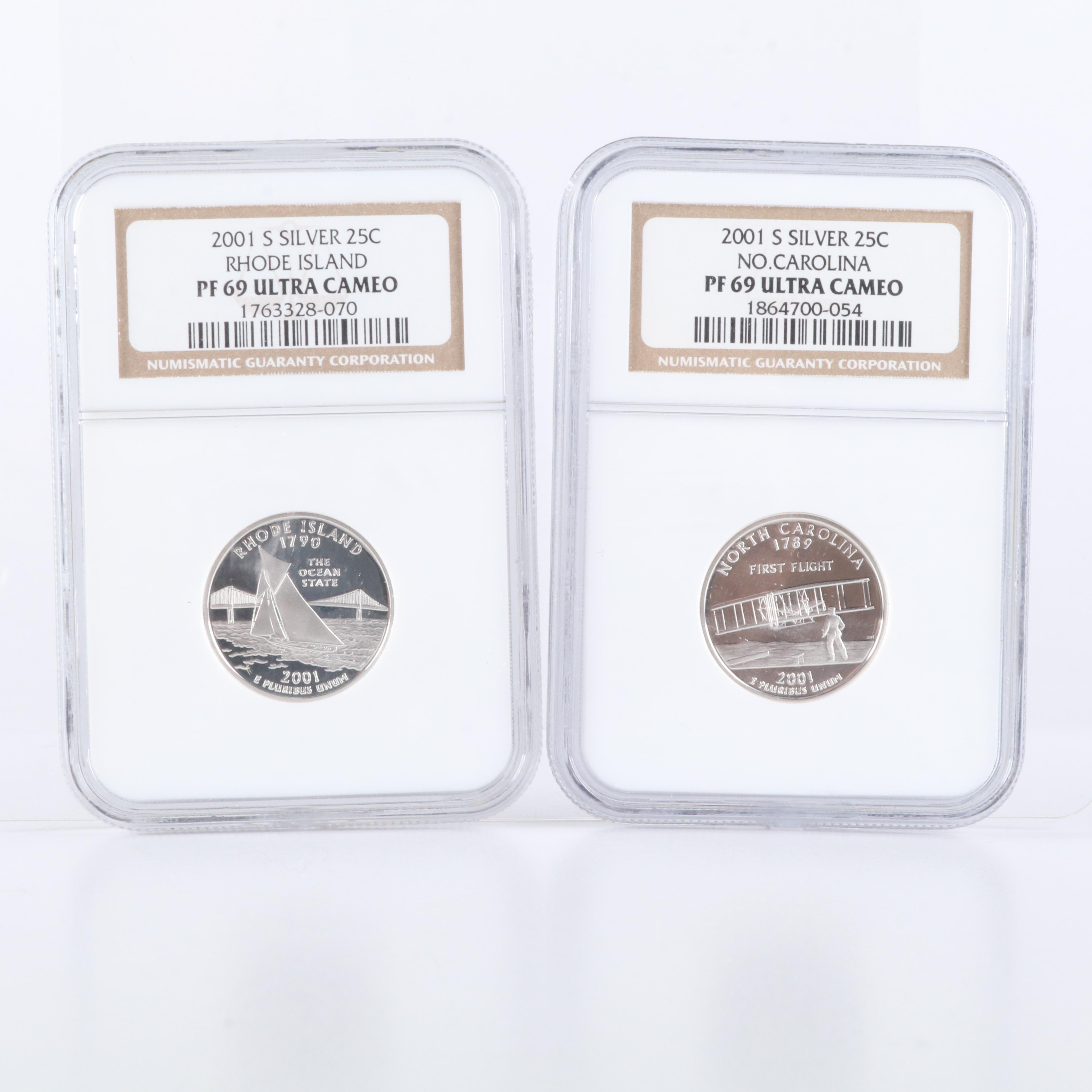 Fourteen Different NGC PF 69 Ultra Cameo Silver State Quarters
