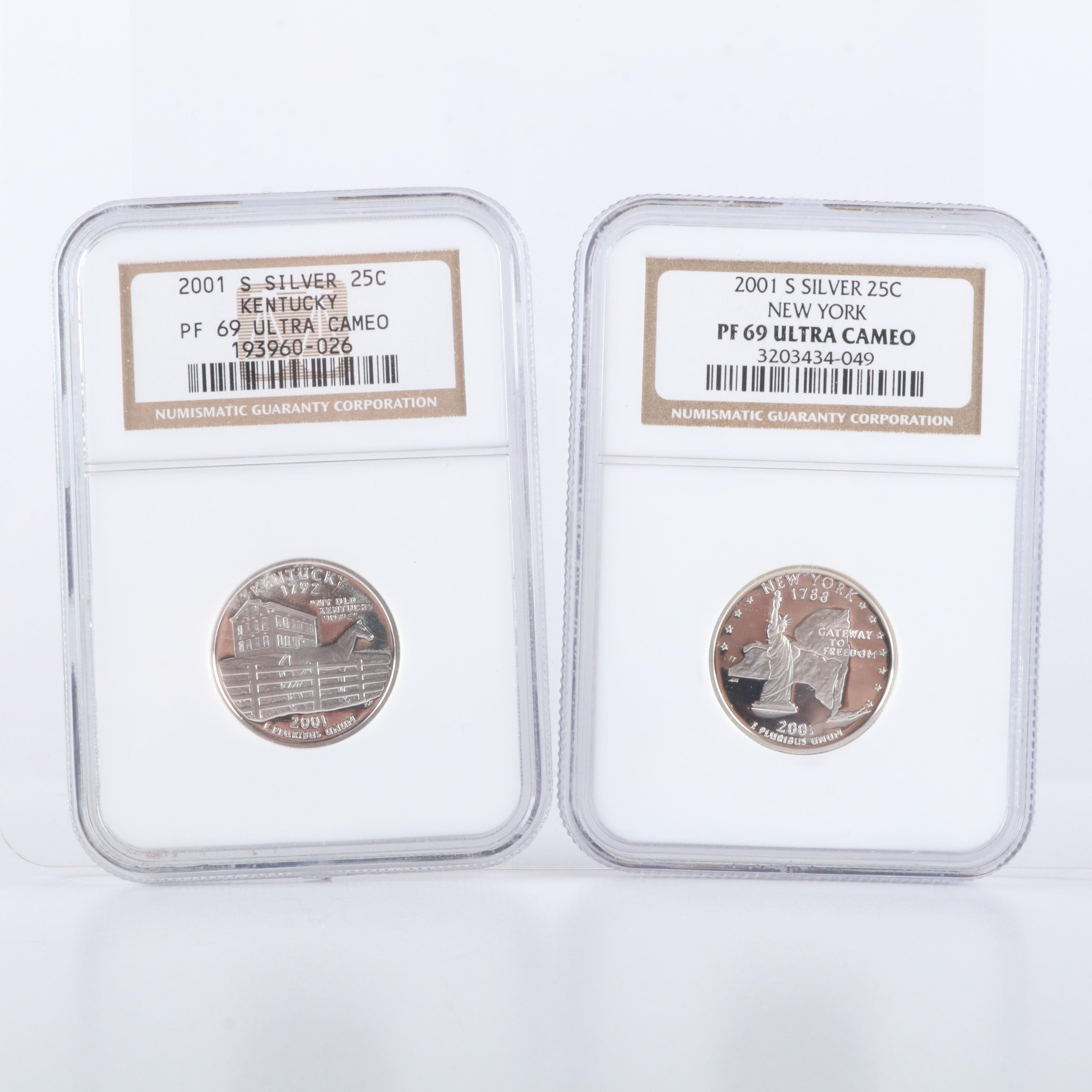 Fourteen Different NGC PF 69 Ultra Cameo Silver State Quarters