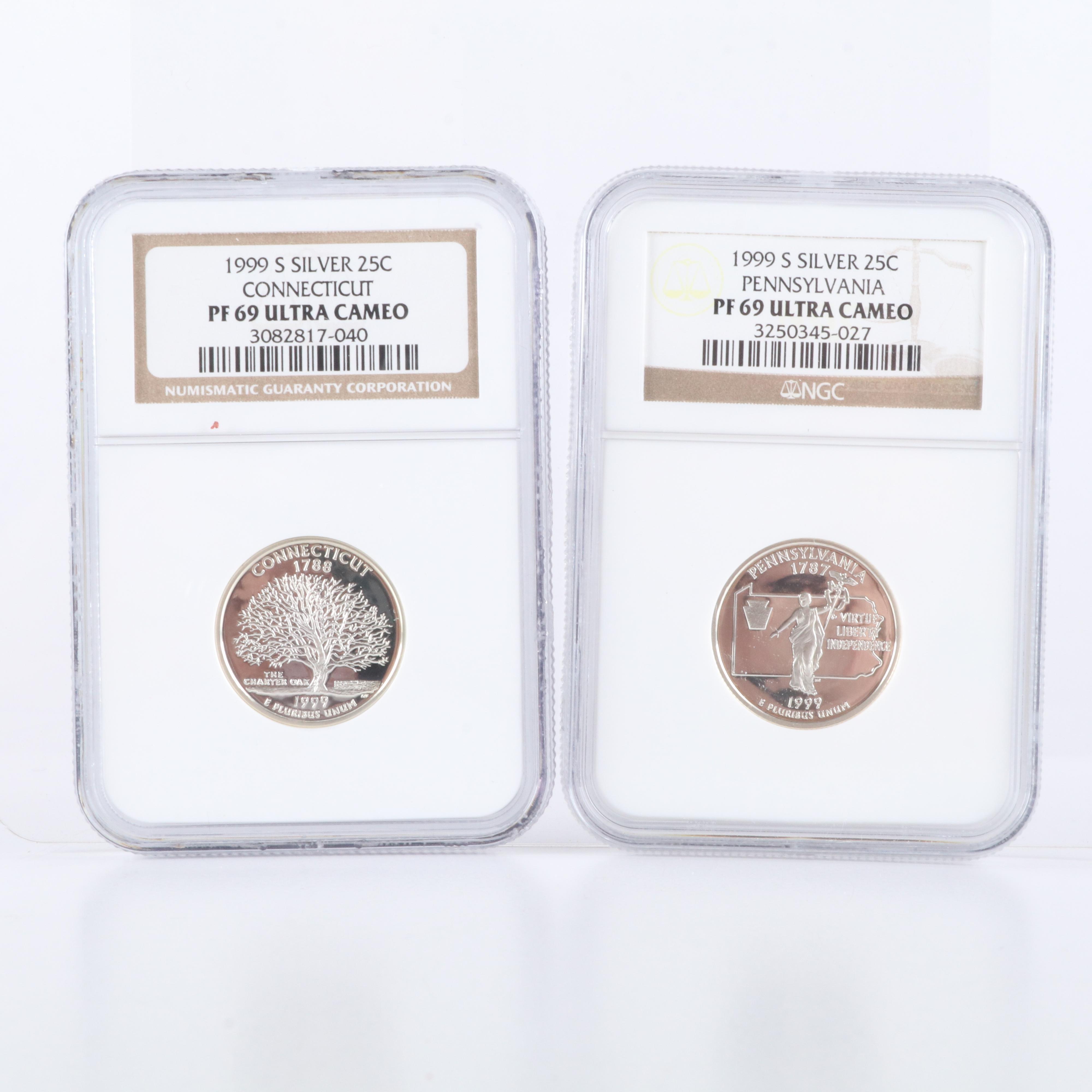 Fourteen Different NGC PF 69 Ultra Cameo Silver State Quarters