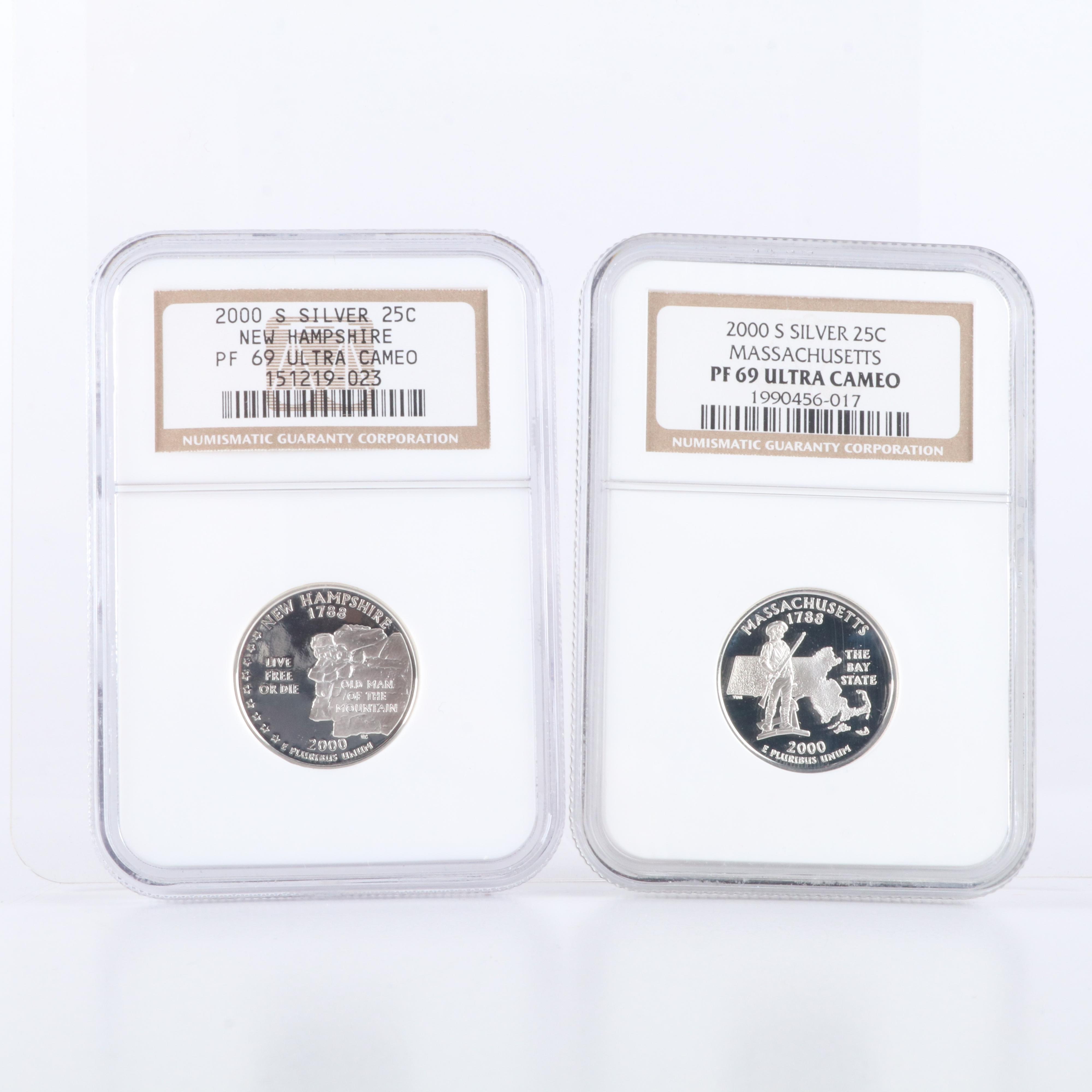 Fourteen Different NGC PF 69 Ultra Cameo Silver State Quarters