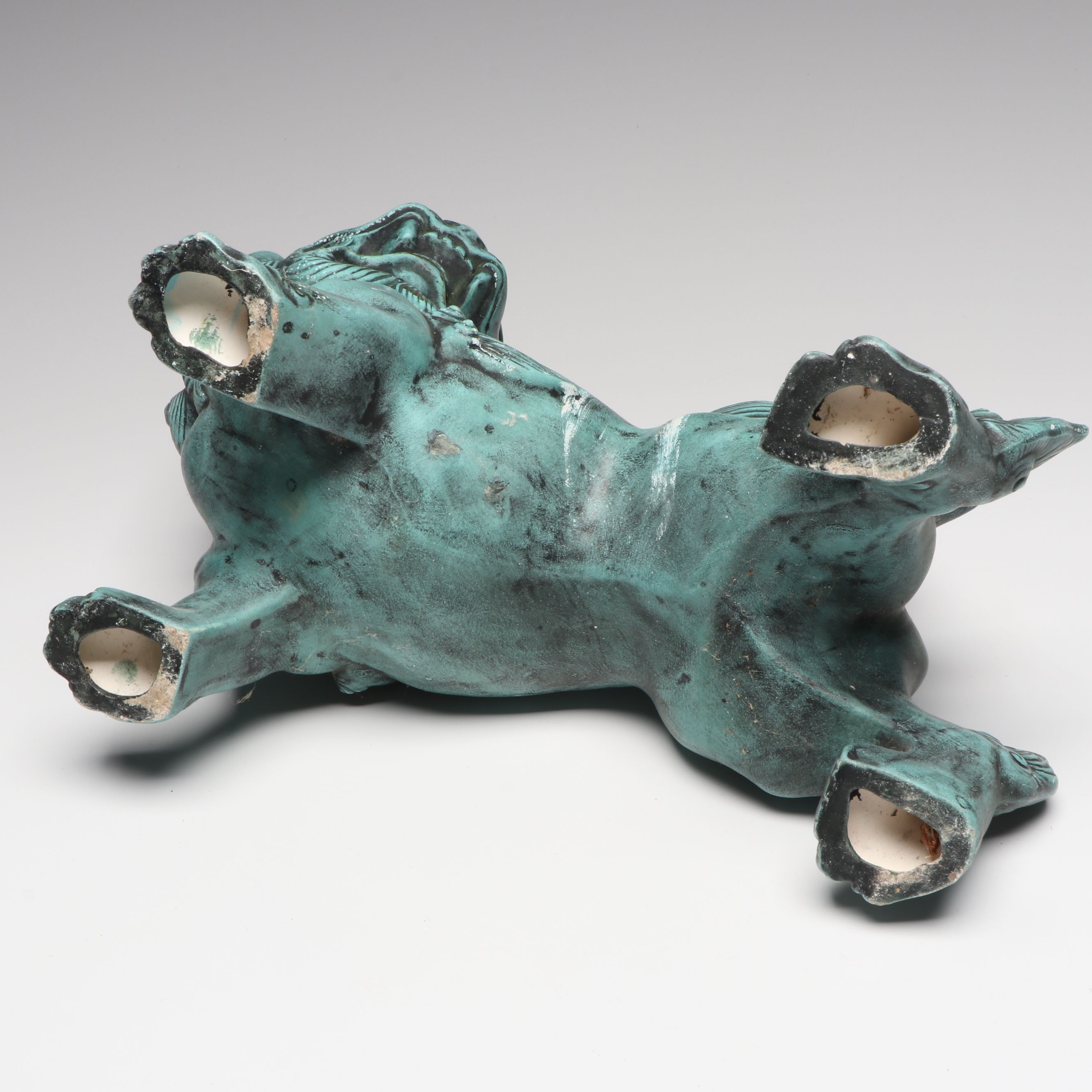 Ceramic Frog and Chinese Guardian Lion