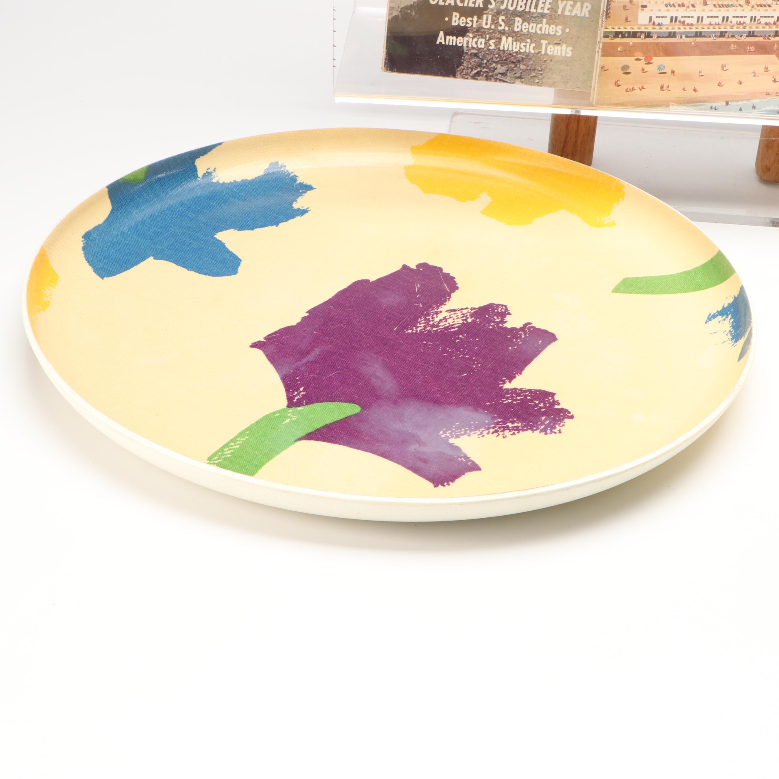 Braeside Studios Acrylic Magazine Rack with Floral Organizer and Tray