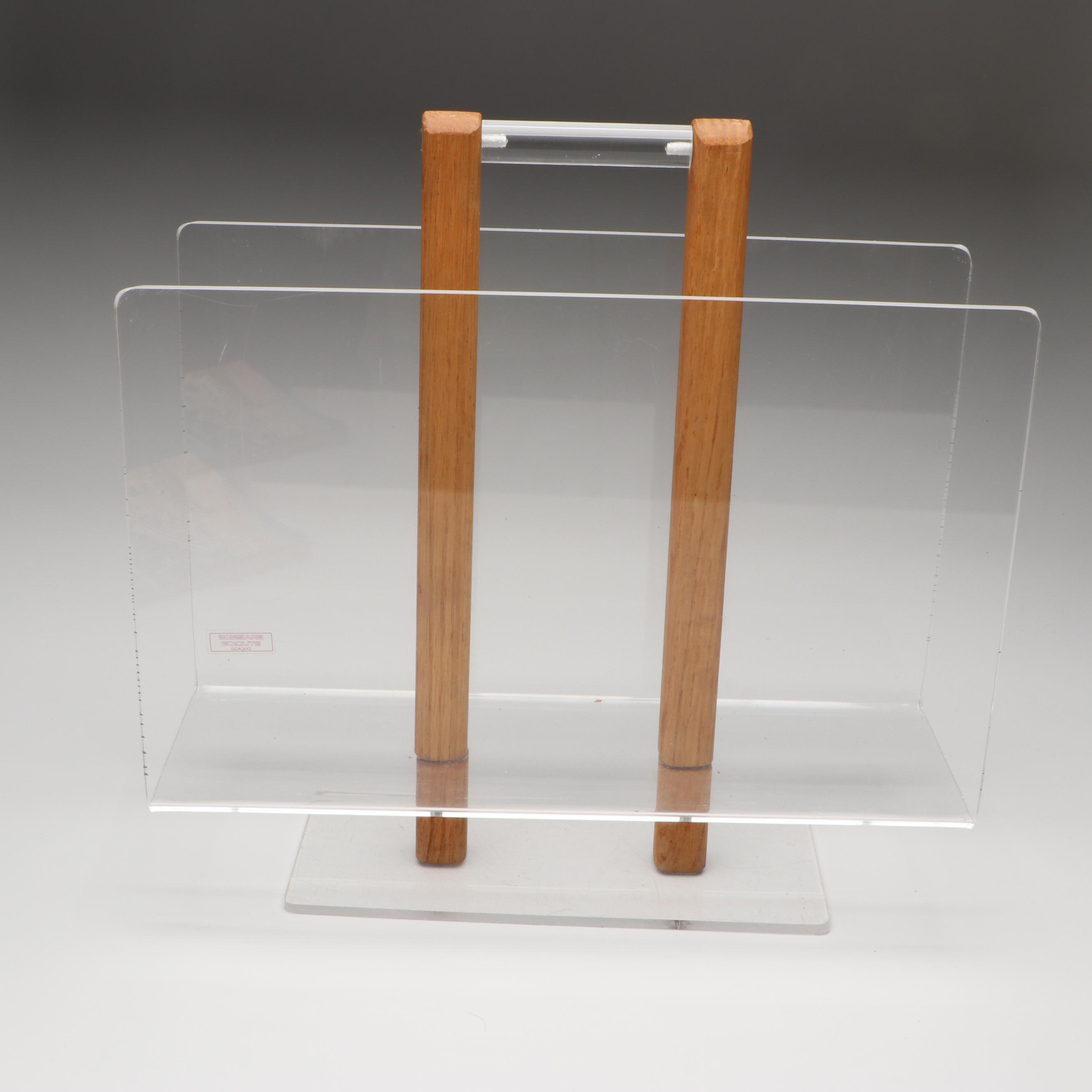 Braeside Studios Acrylic Magazine Rack with Floral Organizer and Tray