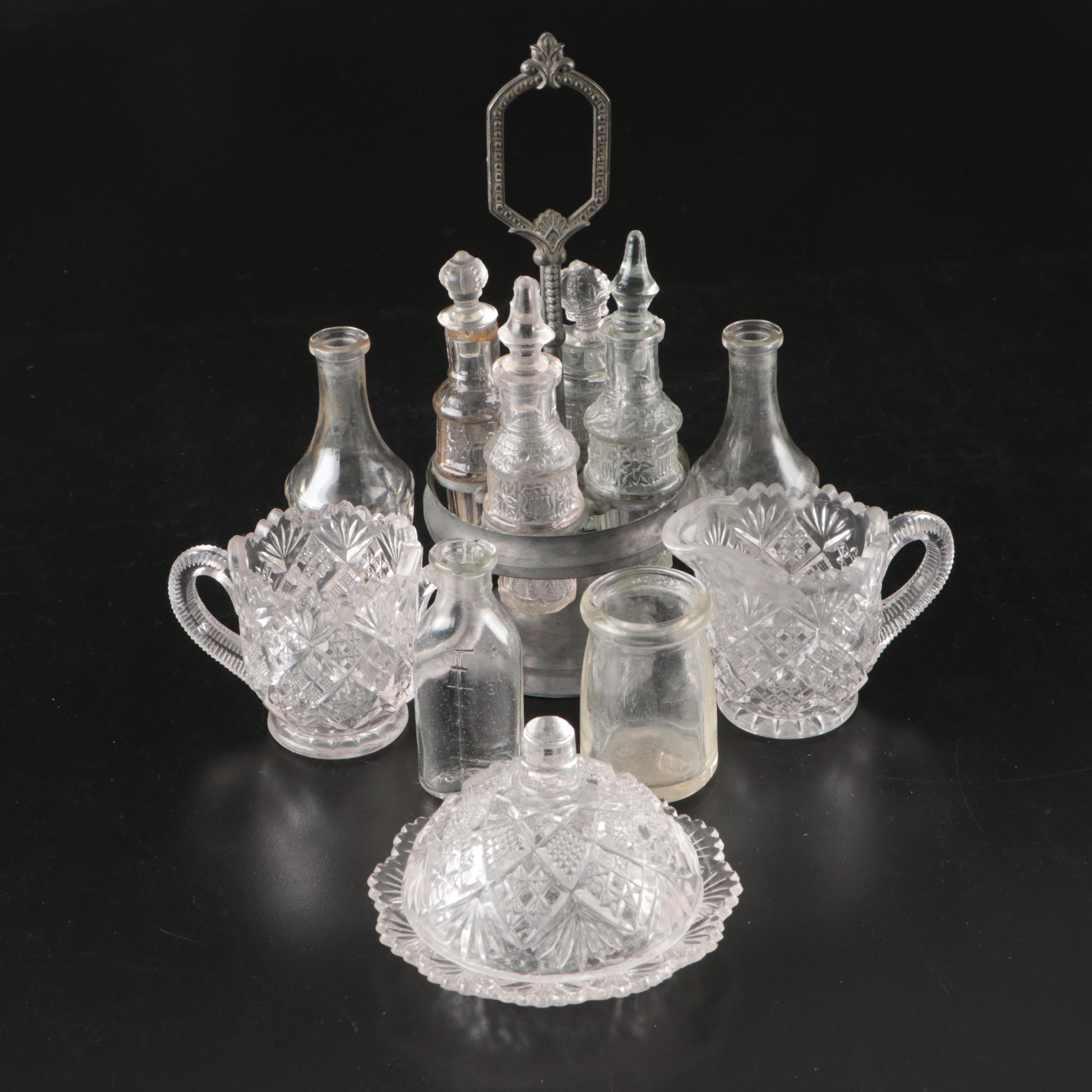 Victorian Style Condiment Set with Other Glass Tableware