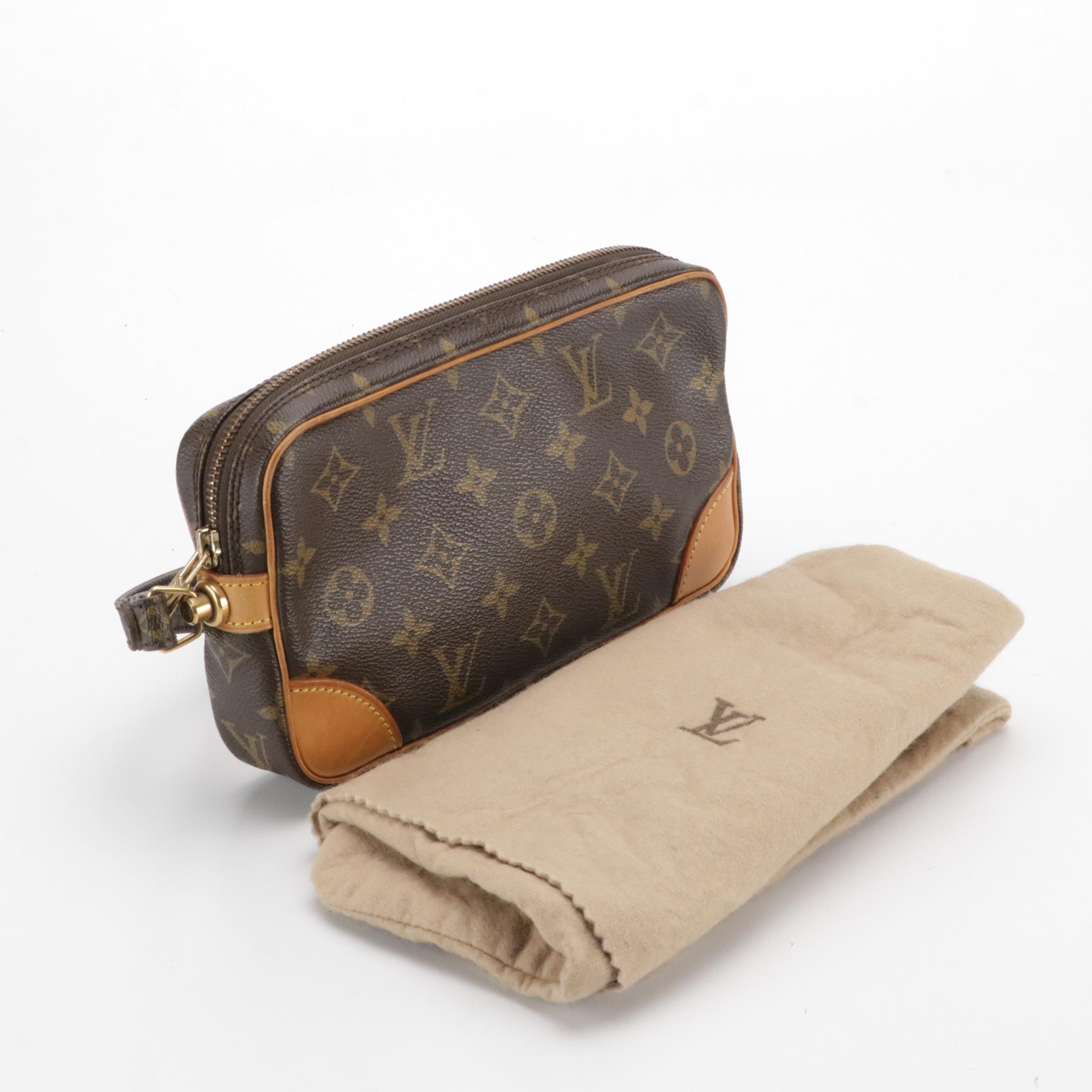 Louis Vuitton Marly Dragonne Wristlet Clutch in Monogram Canvas