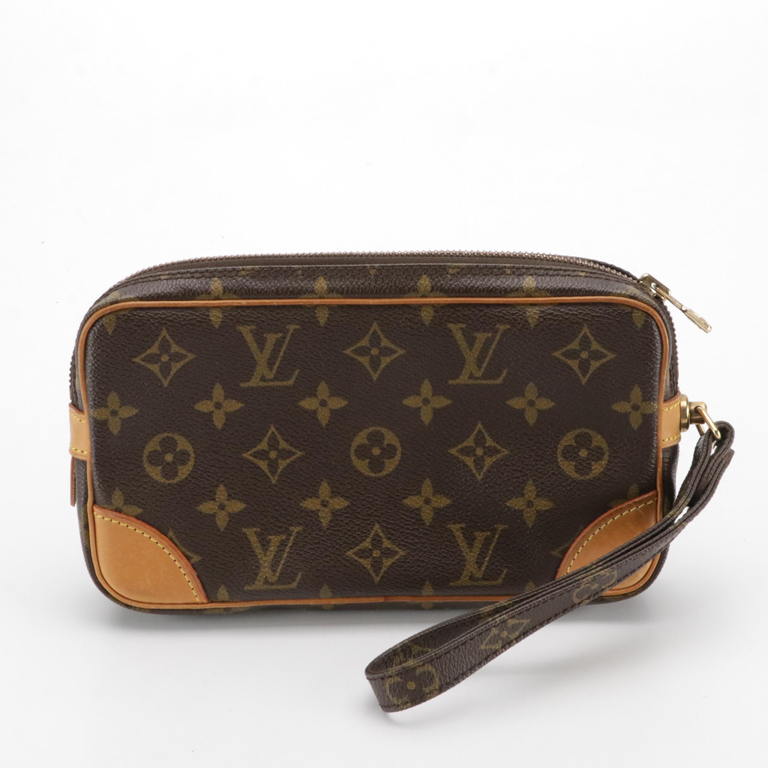 Louis Vuitton Marly Dragonne Wristlet Clutch in Monogram Canvas