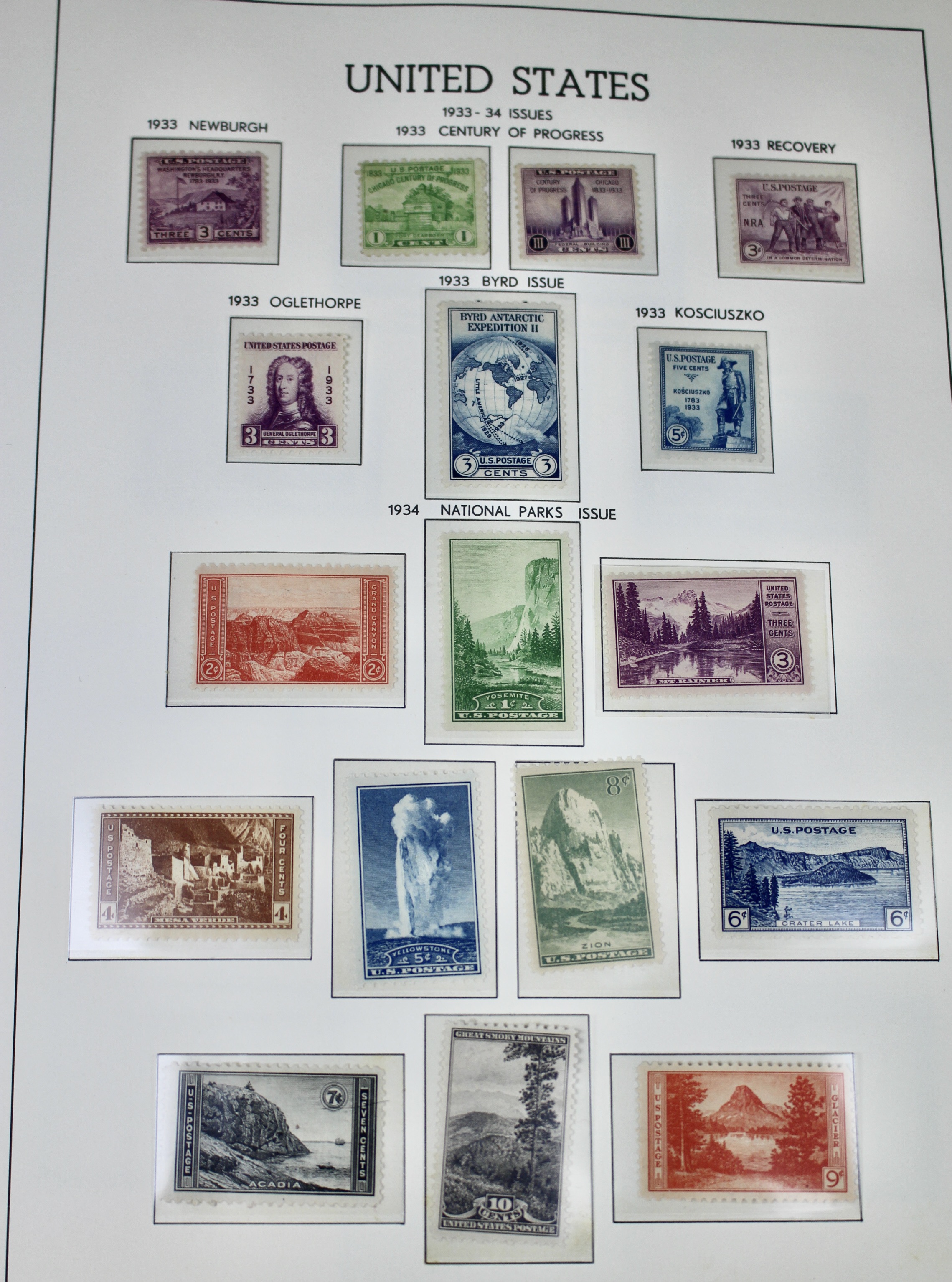 U.S. Postage Stamp Collection, 1931 to 1968, Mostly Mint Condition