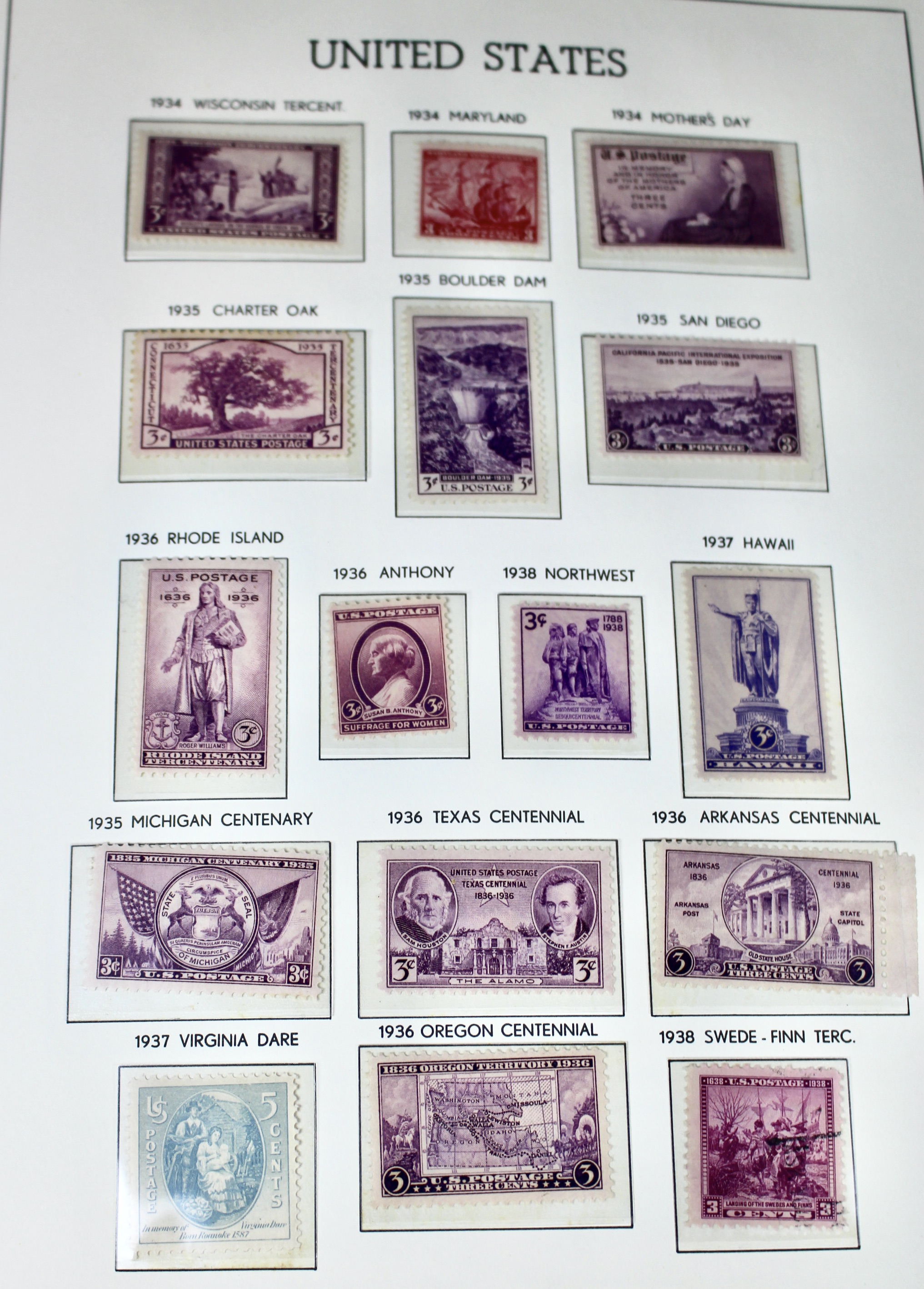 U.S. Postage Stamp Collection, 1931 to 1968, Mostly Mint Condition