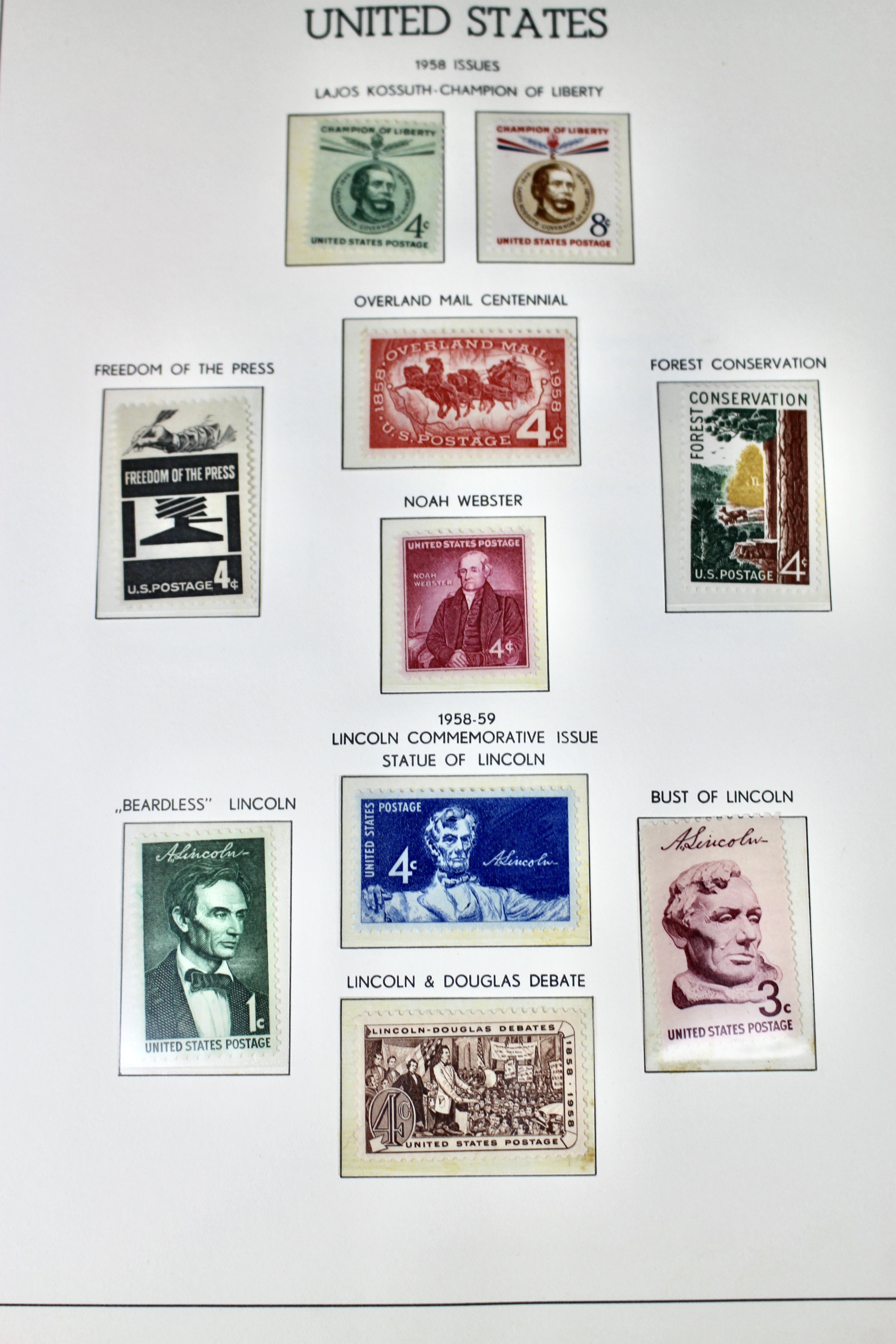 U.S. Postage Stamp Collection, 1931 to 1968, Mostly Mint Condition
