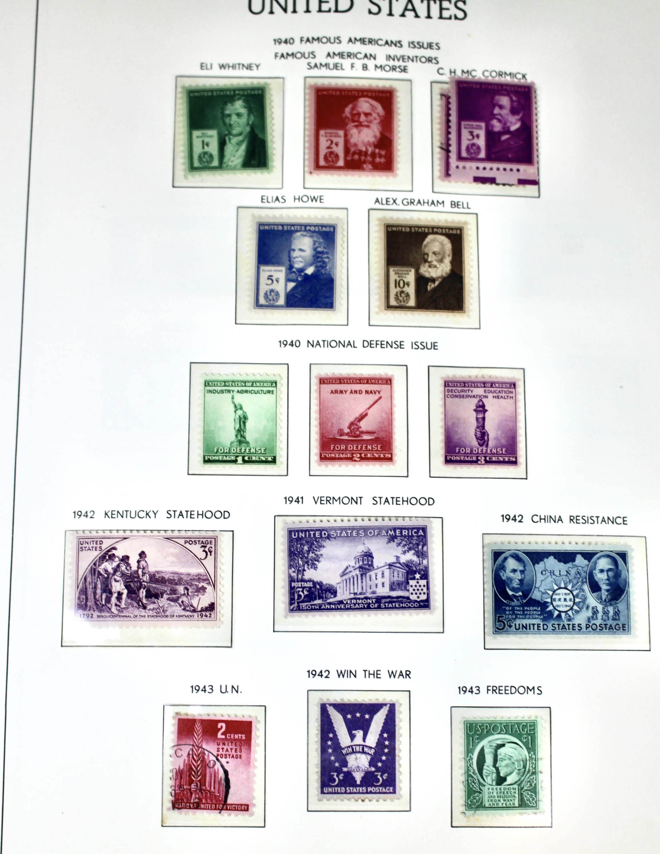 U.S. Postage Stamp Collection, 1931 to 1968, Mostly Mint Condition