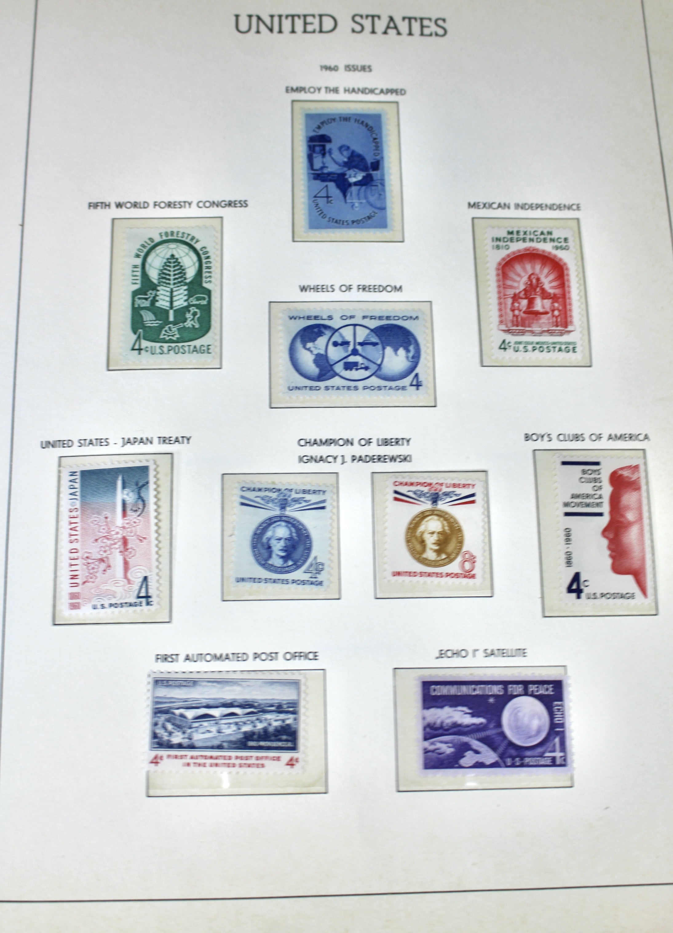 U.S. Postage Stamp Collection, 1931 to 1968, Mostly Mint Condition