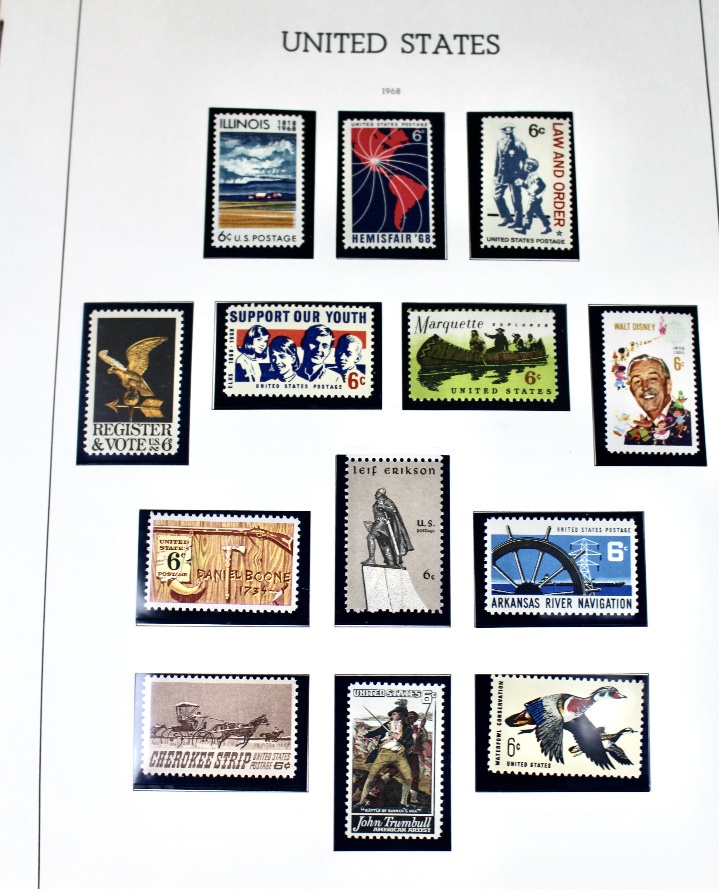 U.S. Postage Stamp Collection, 1931 to 1968, Mostly Mint Condition