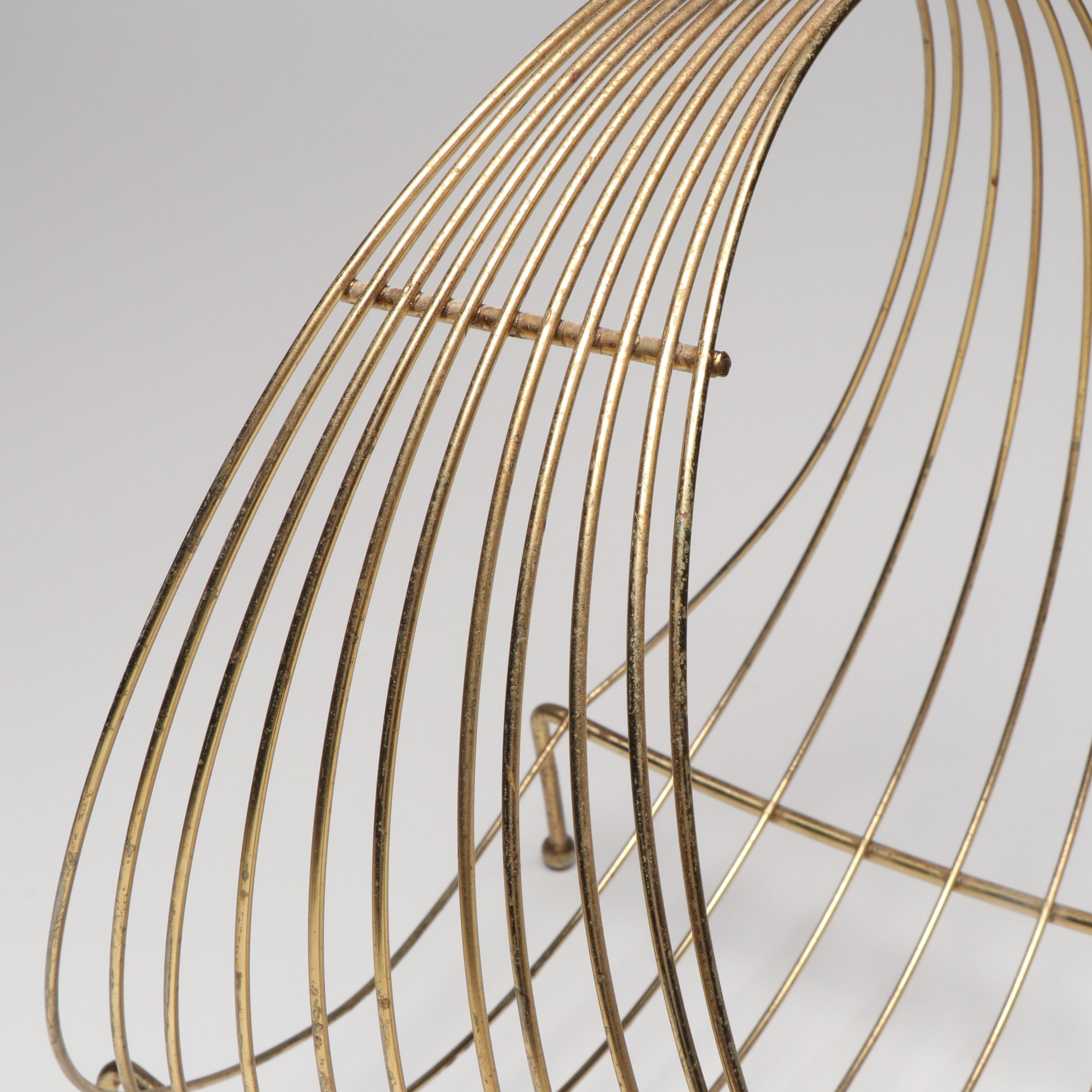 Mid Century Modern Style Brass Tone Wire Magazine Rack