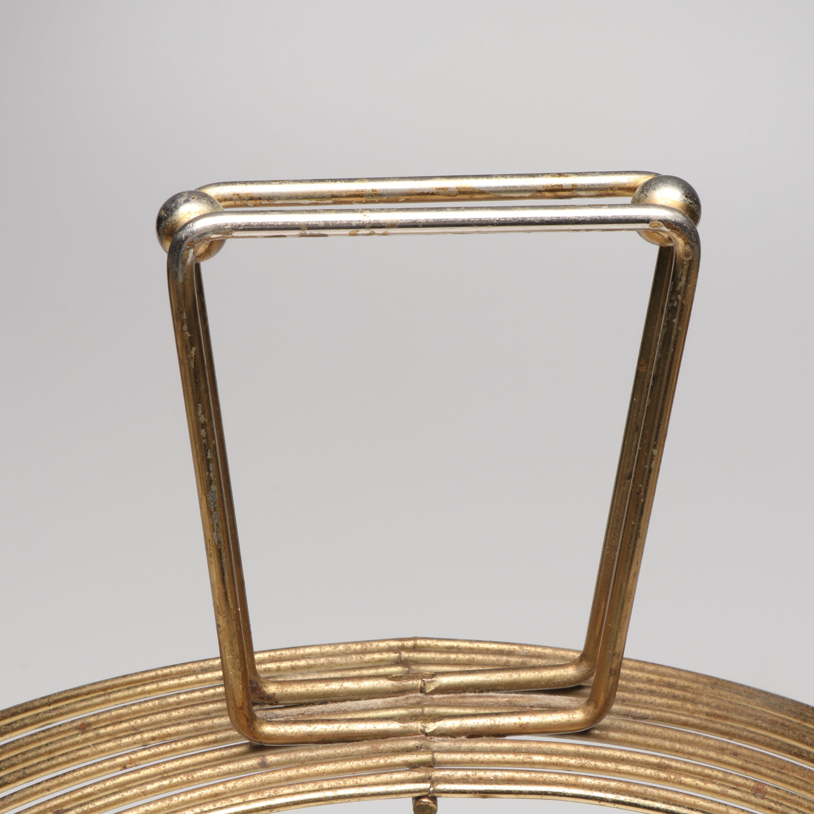 Mid Century Modern Style Brass Tone Wire Magazine Rack