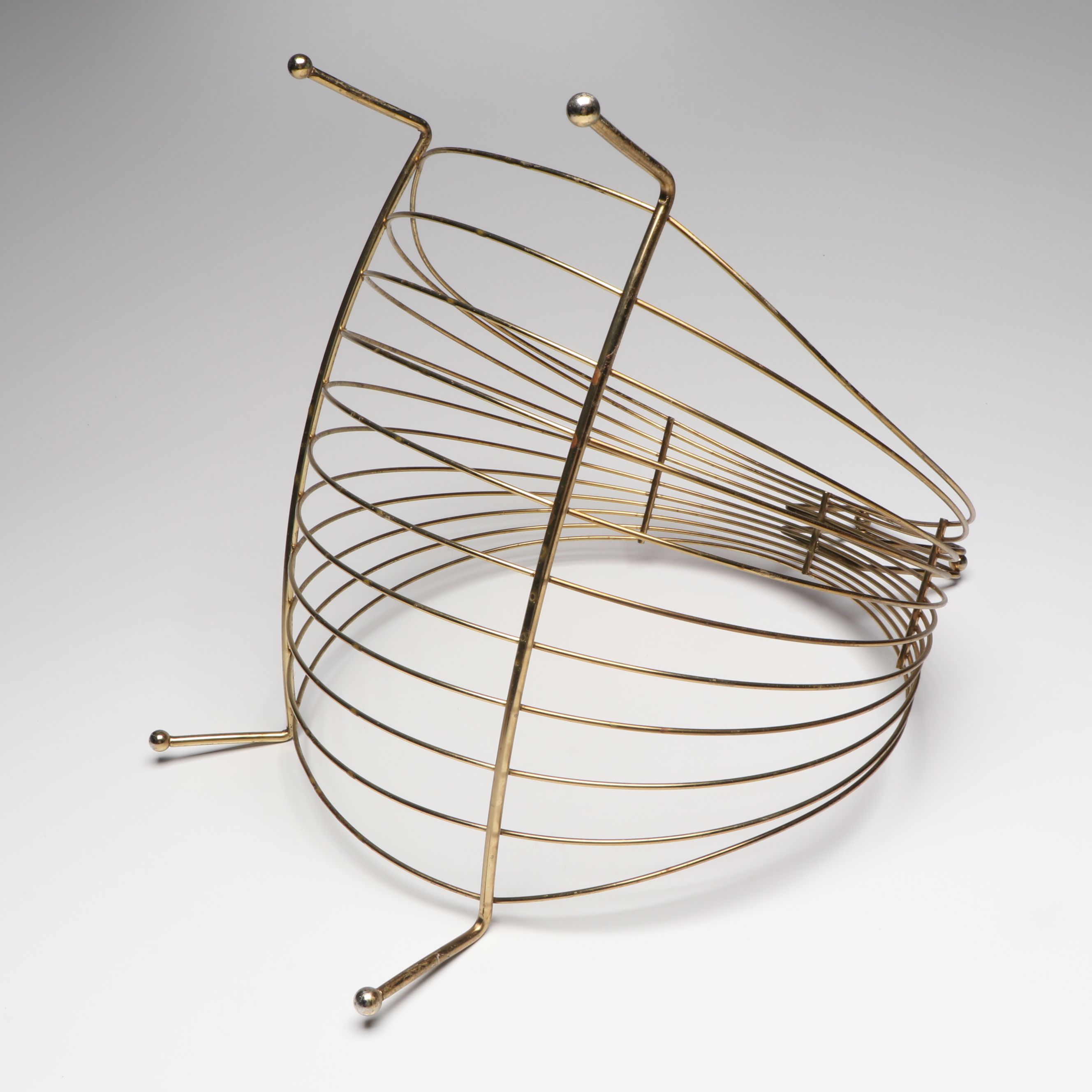 Mid Century Modern Style Brass Tone Wire Magazine Rack