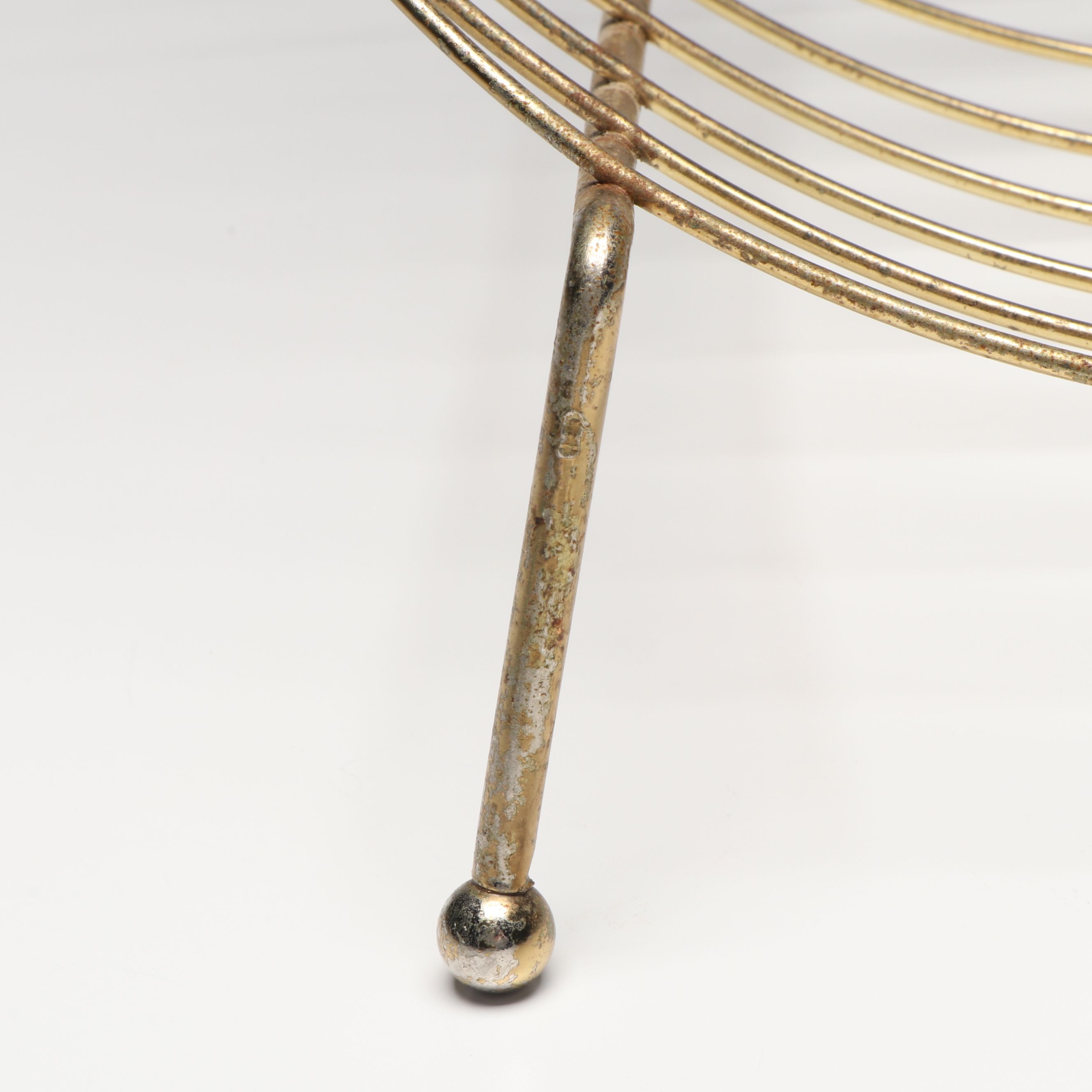 Mid Century Modern Style Brass Tone Wire Magazine Rack