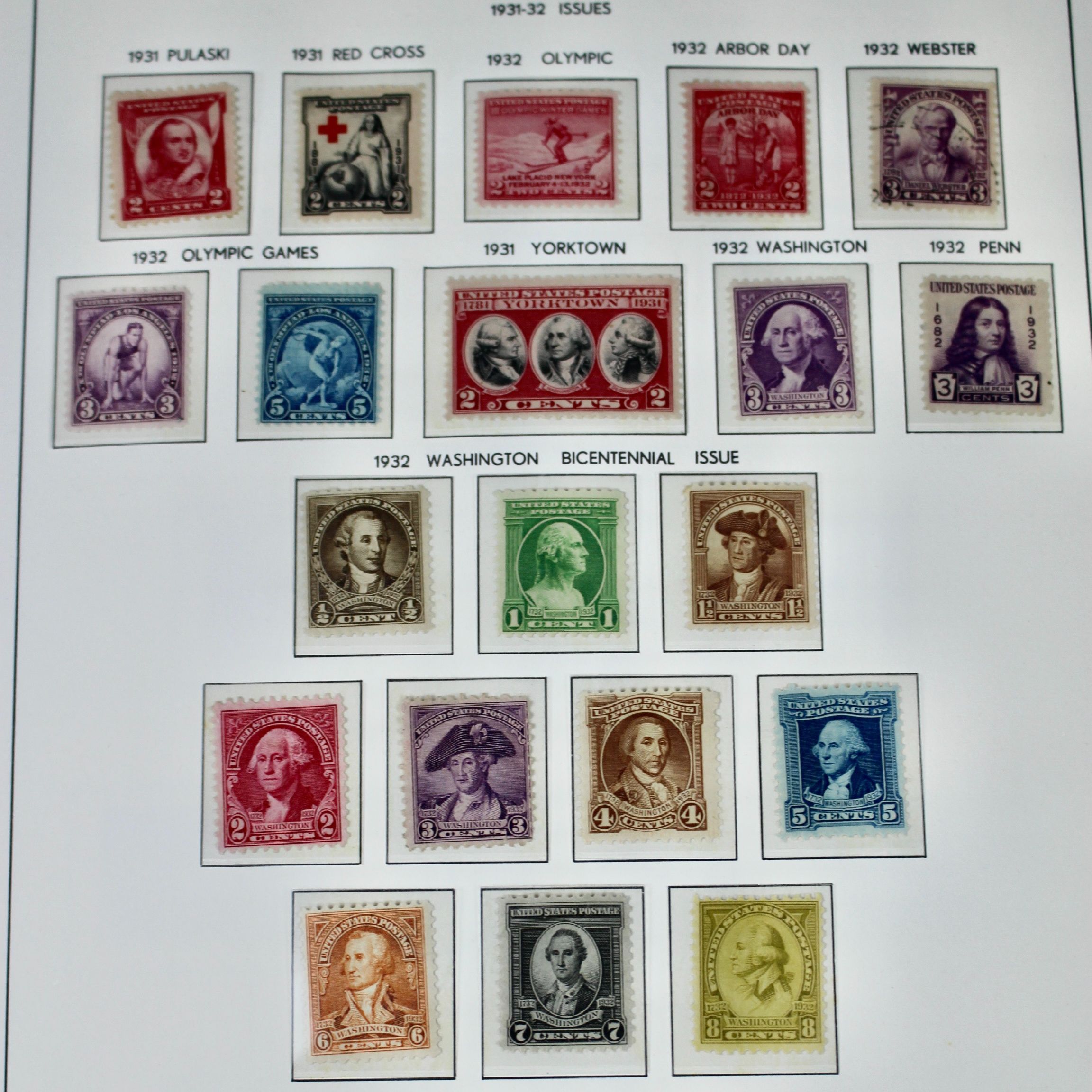 U.S. Postage Stamp Collection, 1931 to 1968, Mostly Mint Condition