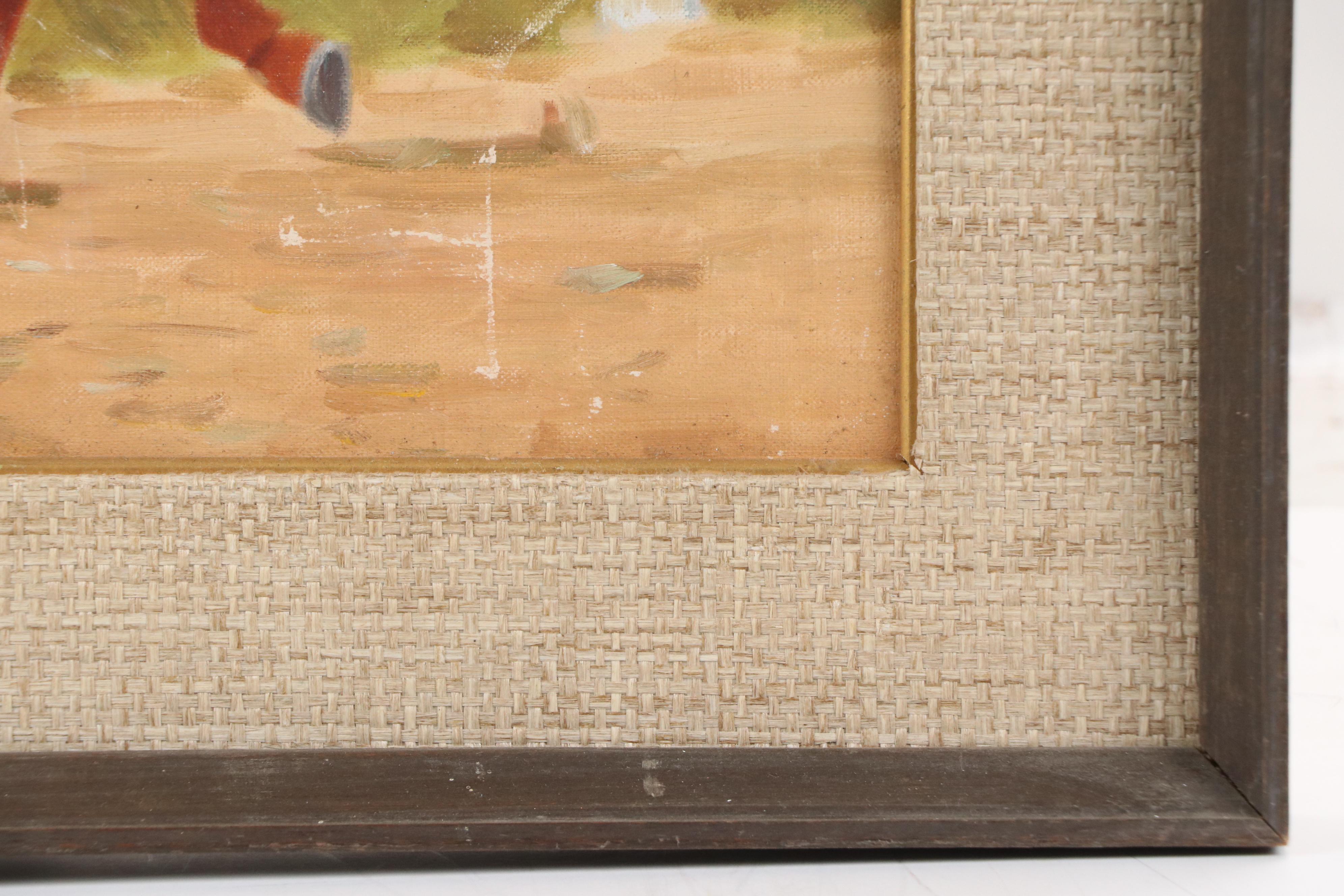 Oil Painting of Horseback Rider on Chestnut, 20th Century