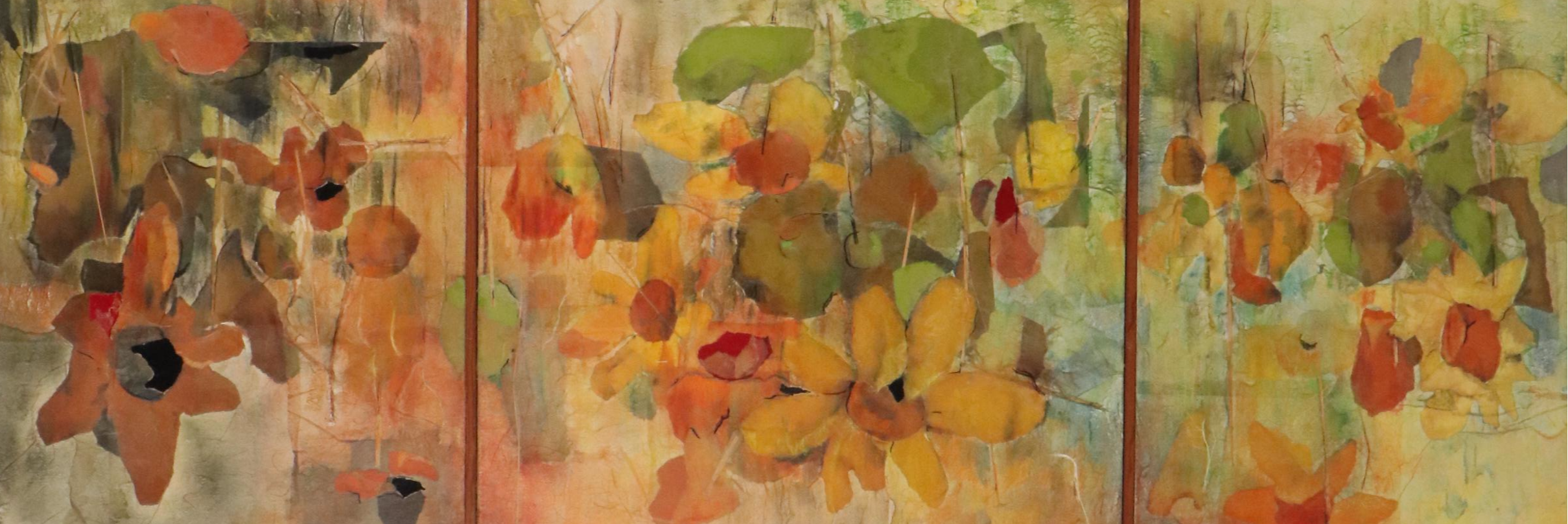 Julie M. Saski Abstract Mixed Media Painting "Sunflowers"