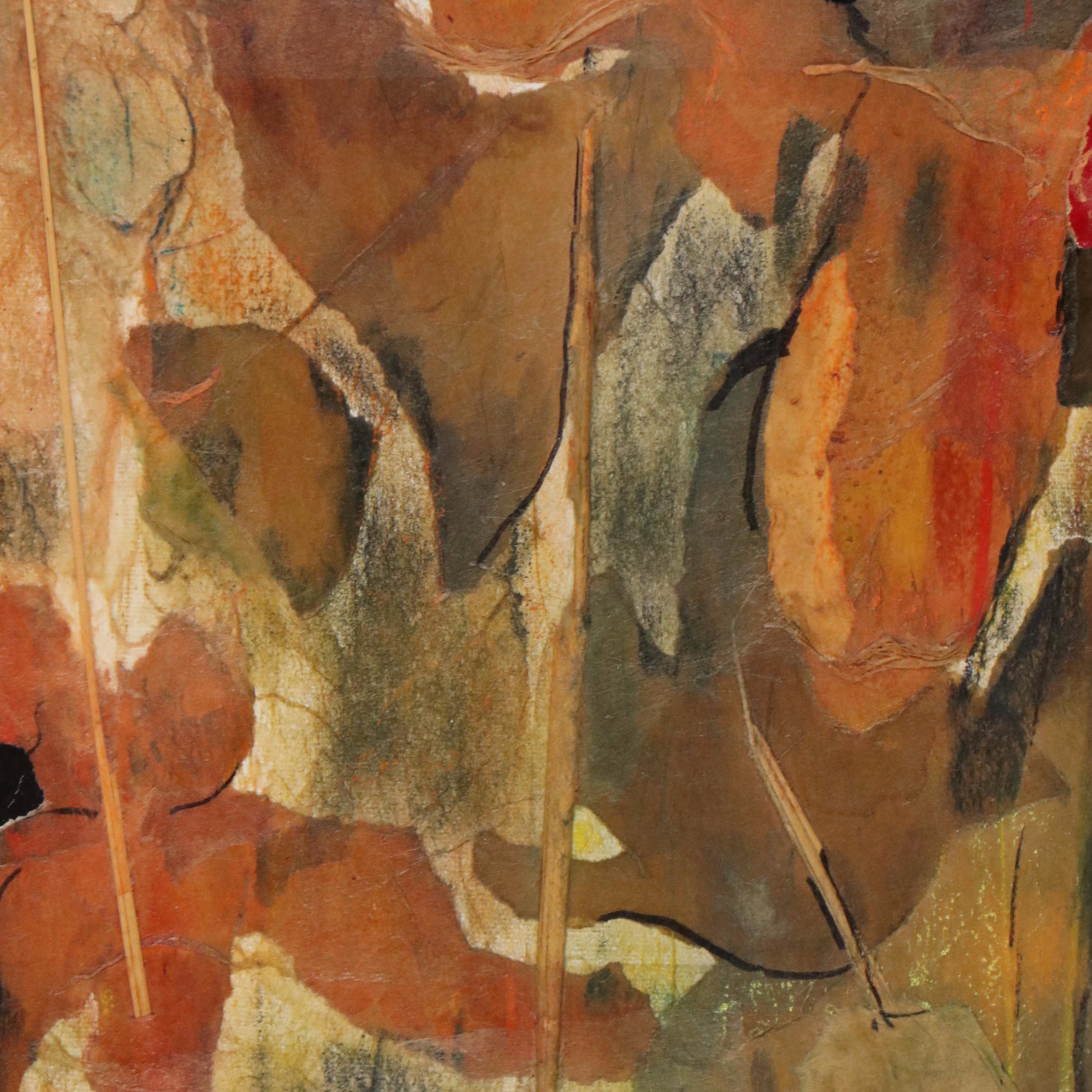 Julie M. Saski Abstract Mixed Media Painting "Sunflowers"