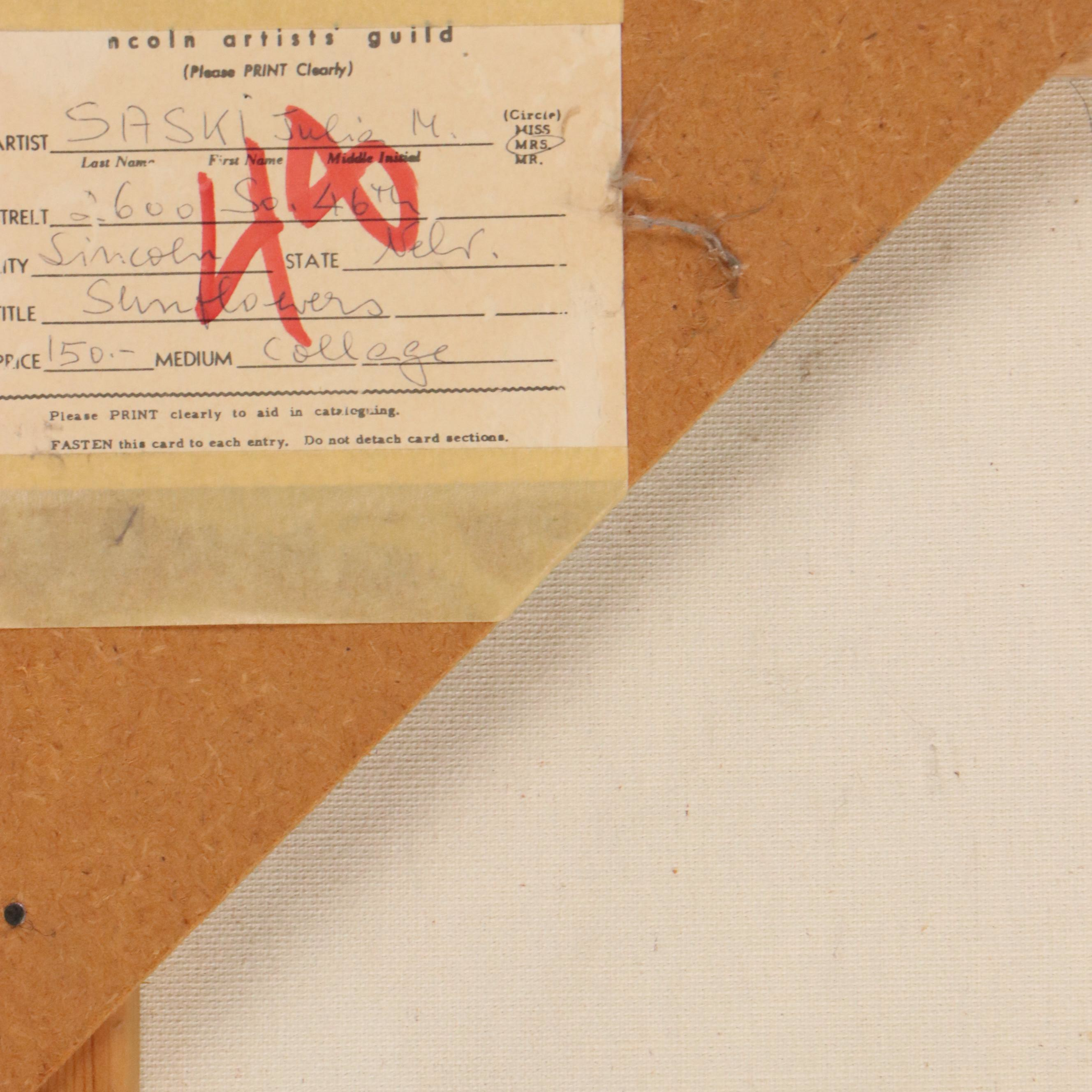 Julie M. Saski Abstract Mixed Media Painting "Sunflowers"