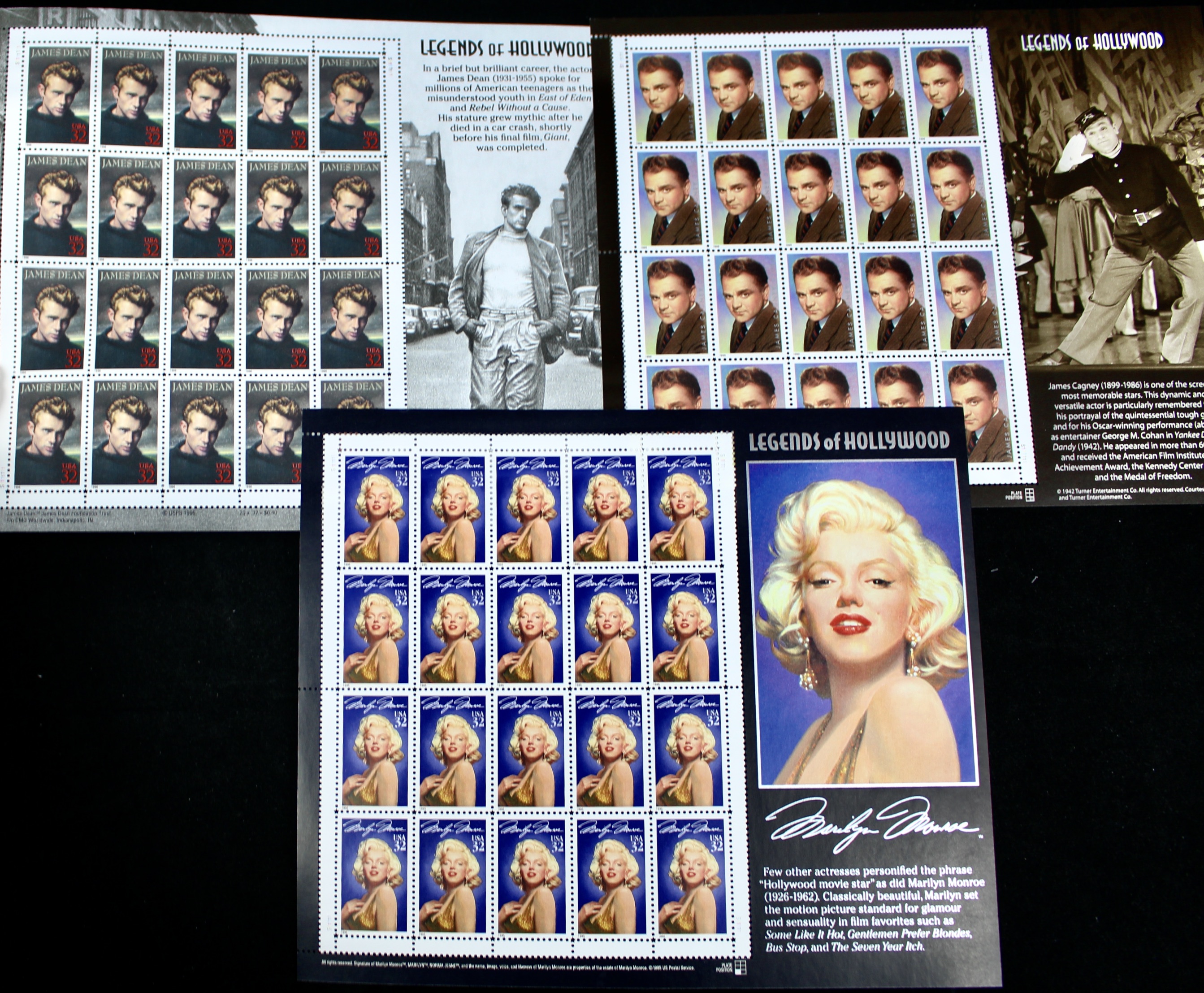 Eighteen Miniature U.S. Postage Stamp Sheets, Mint Condition