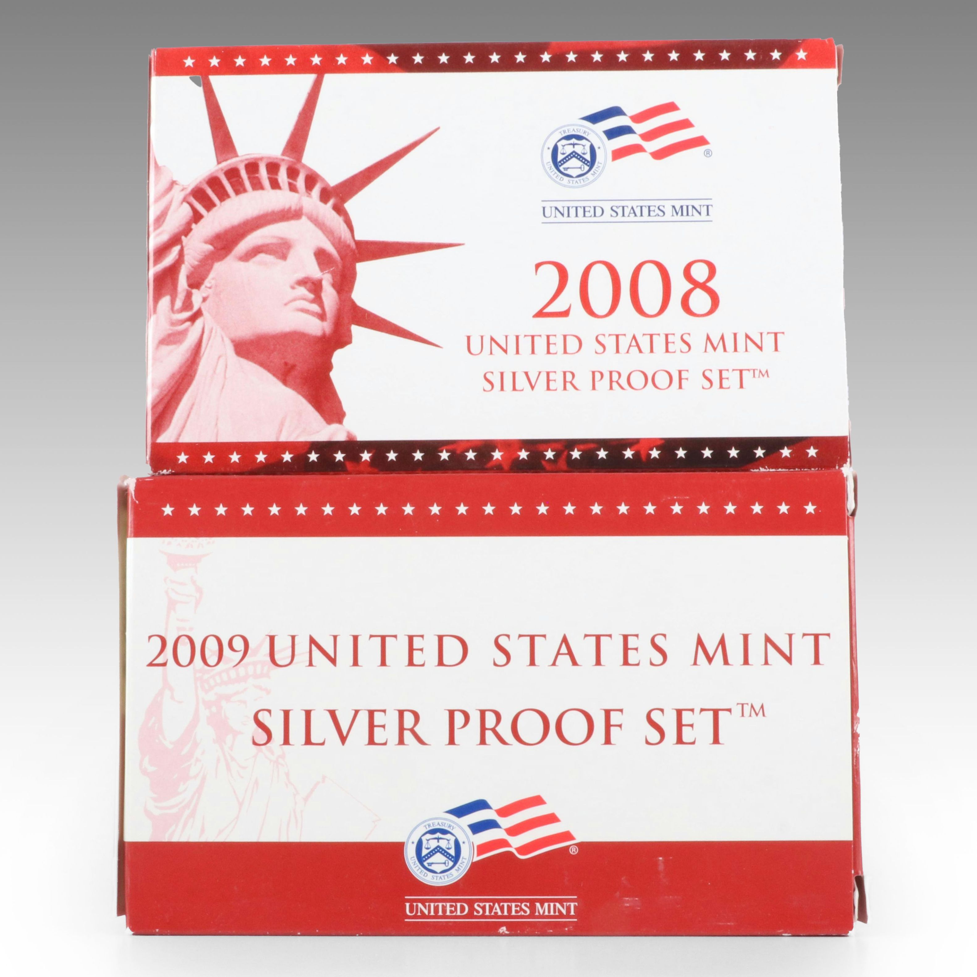 A 2008 and 2009 United States Silver Proof Sets