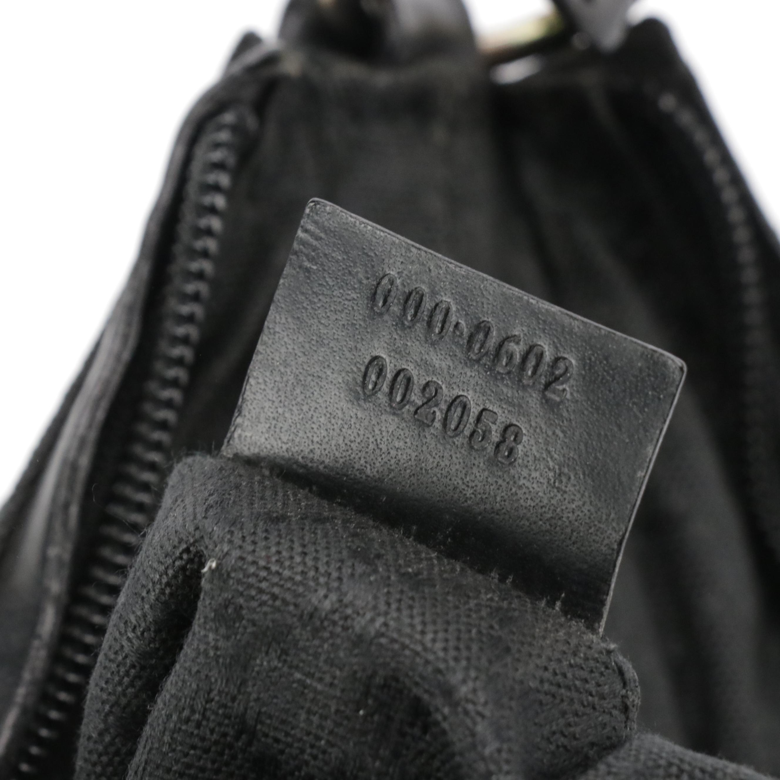 Gucci Bamboo Handle Hobo Shoulder Bag in Black Nylon Canvas and Leather