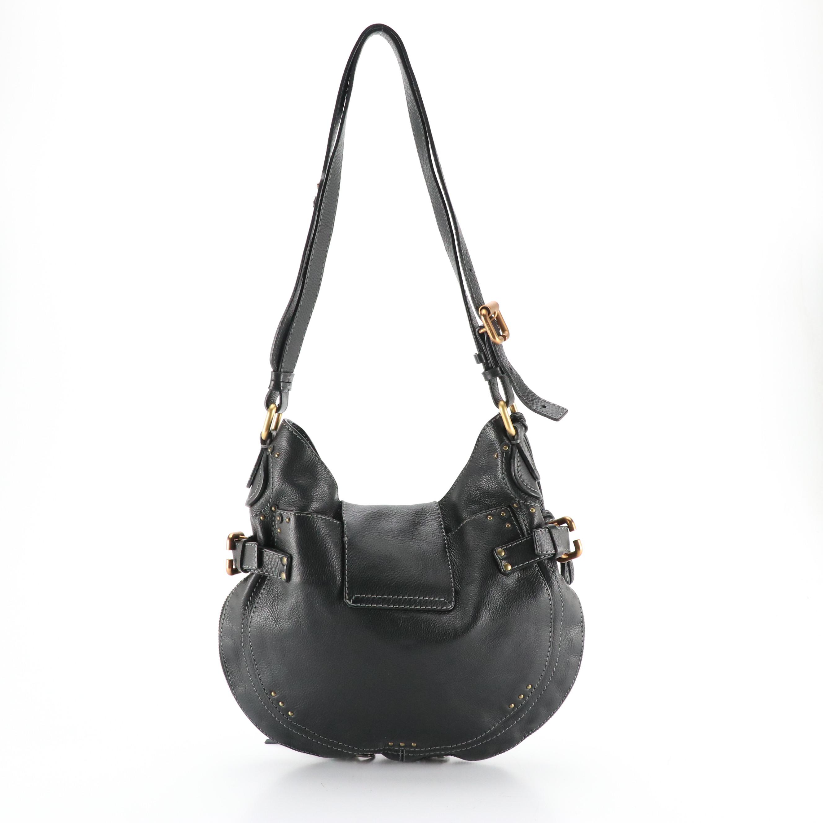 Chloé Paddington Hobo Shoulder Bag in Black Grained Calfskin Leather