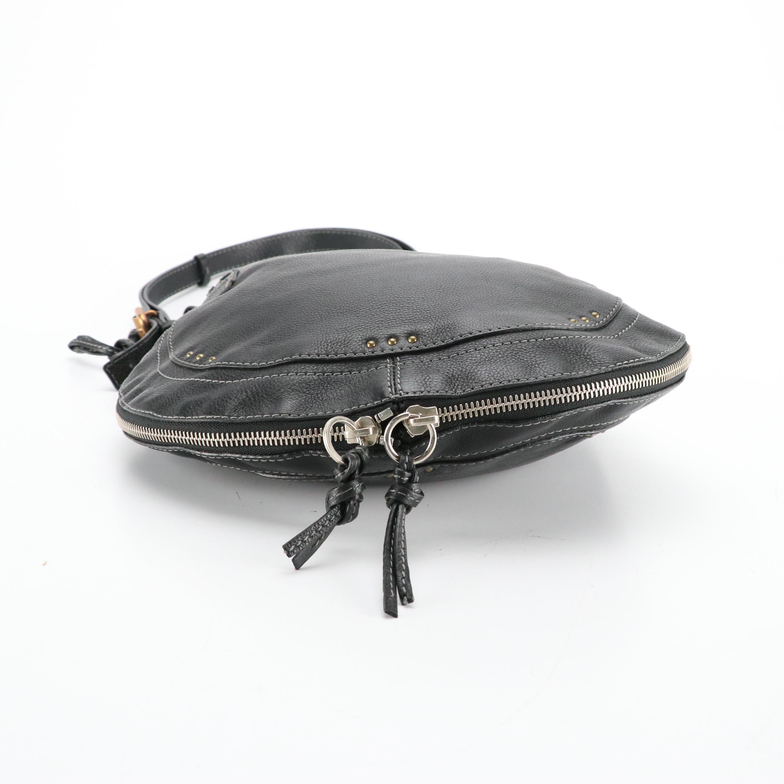 Chloé Paddington Hobo Shoulder Bag in Black Grained Calfskin Leather