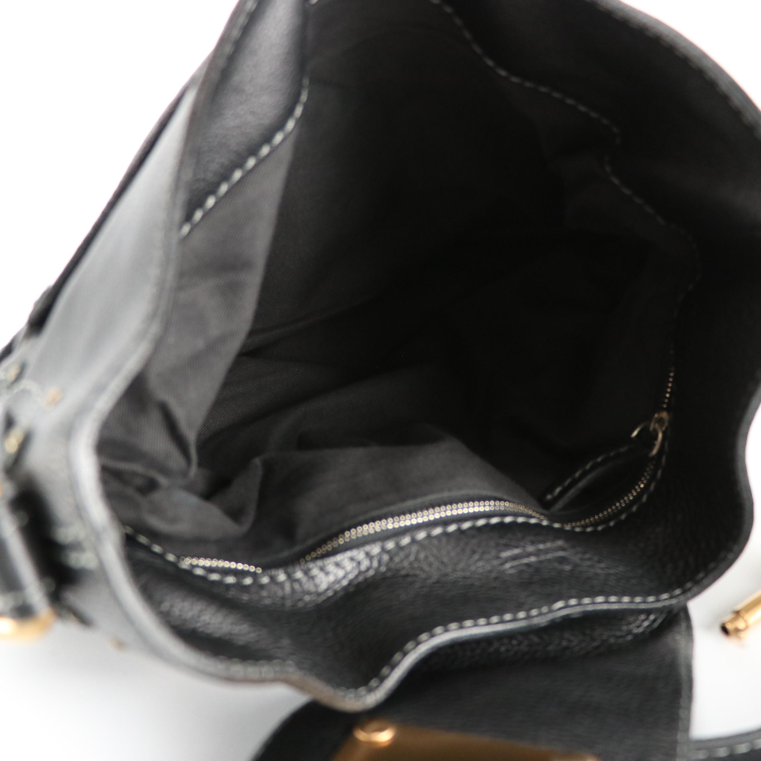 Chloé Paddington Hobo Shoulder Bag in Black Grained Calfskin Leather