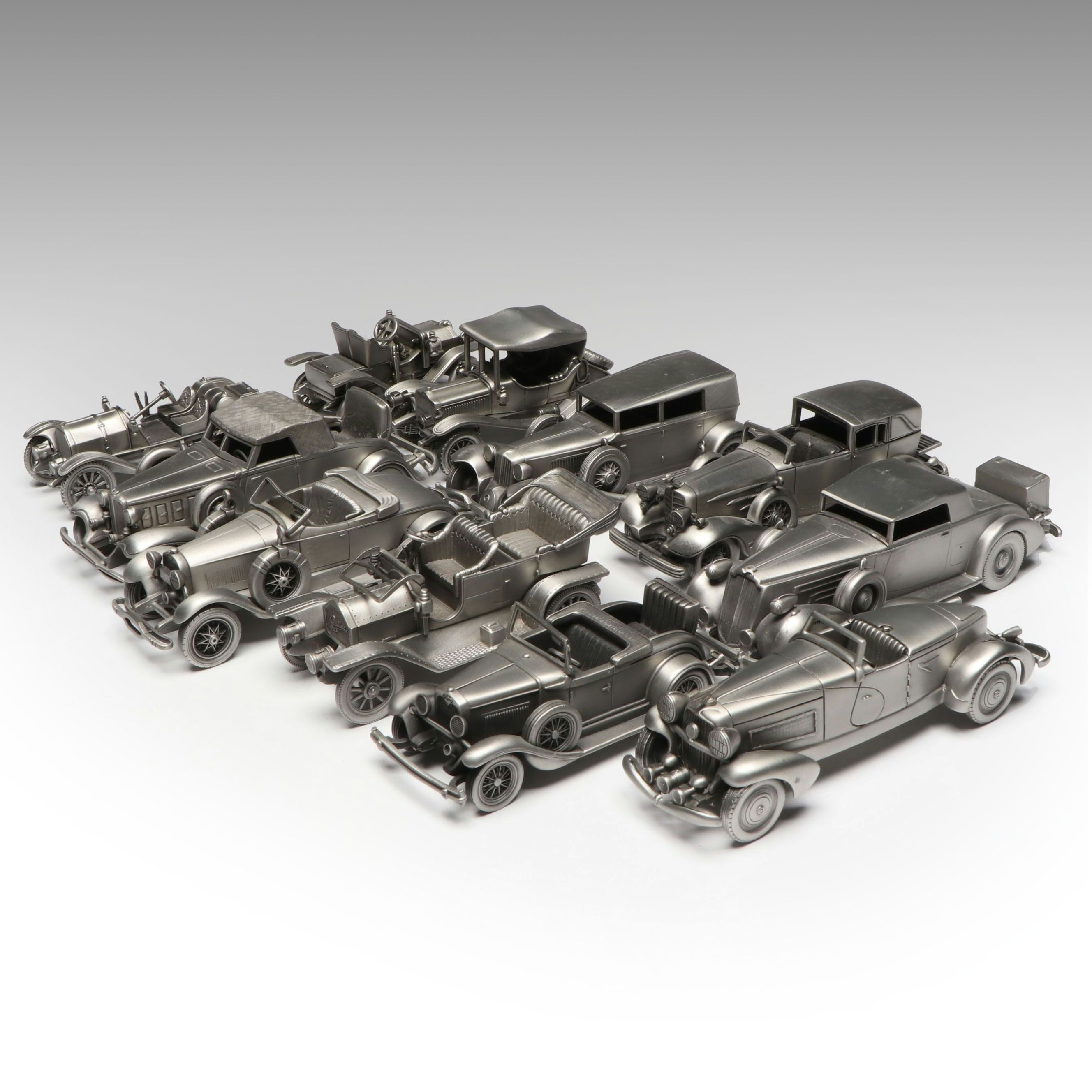 The Danbury Mint Cadillac, Lincoln and More Pewter Model Cars