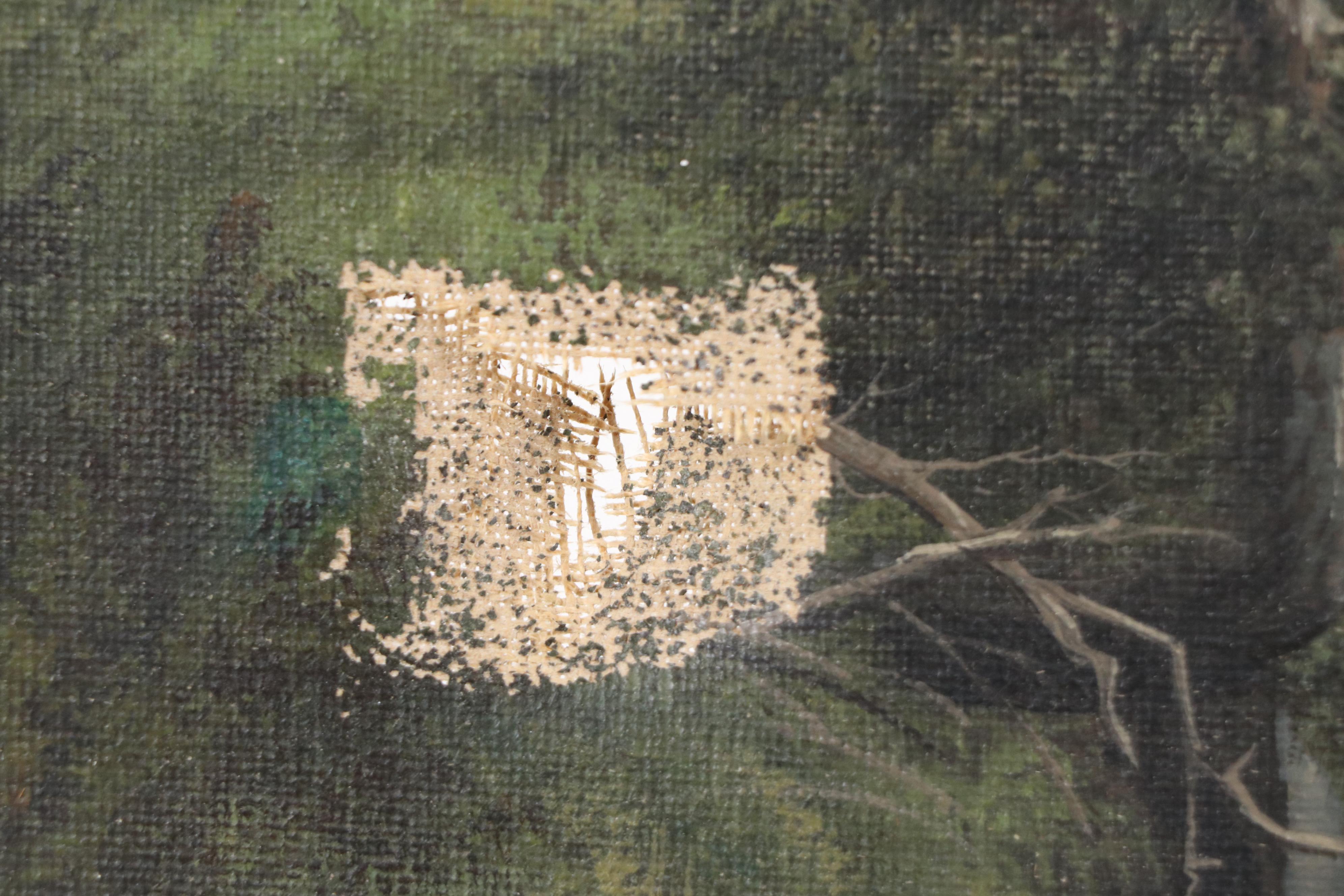 Landscape Oil Painting of Woodland River, 20th Century