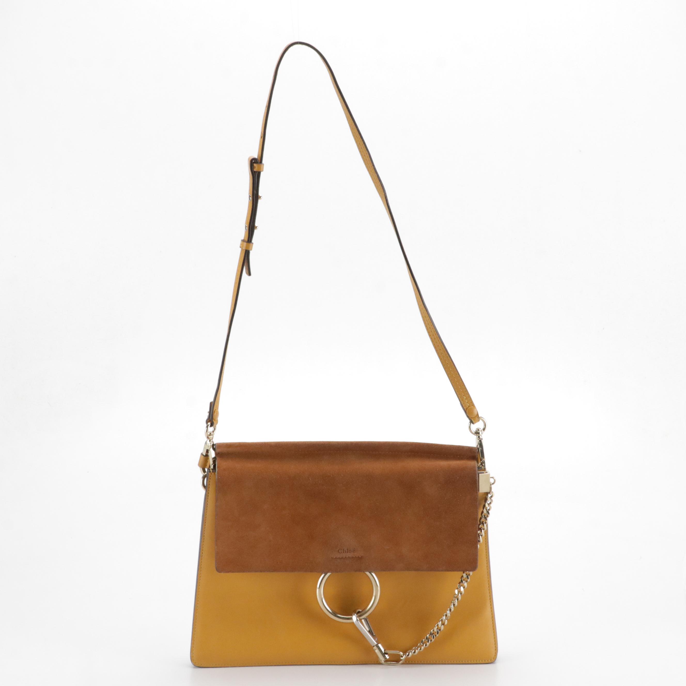 Chloe Faye Medium Shoulder Bag in Leather and Suede