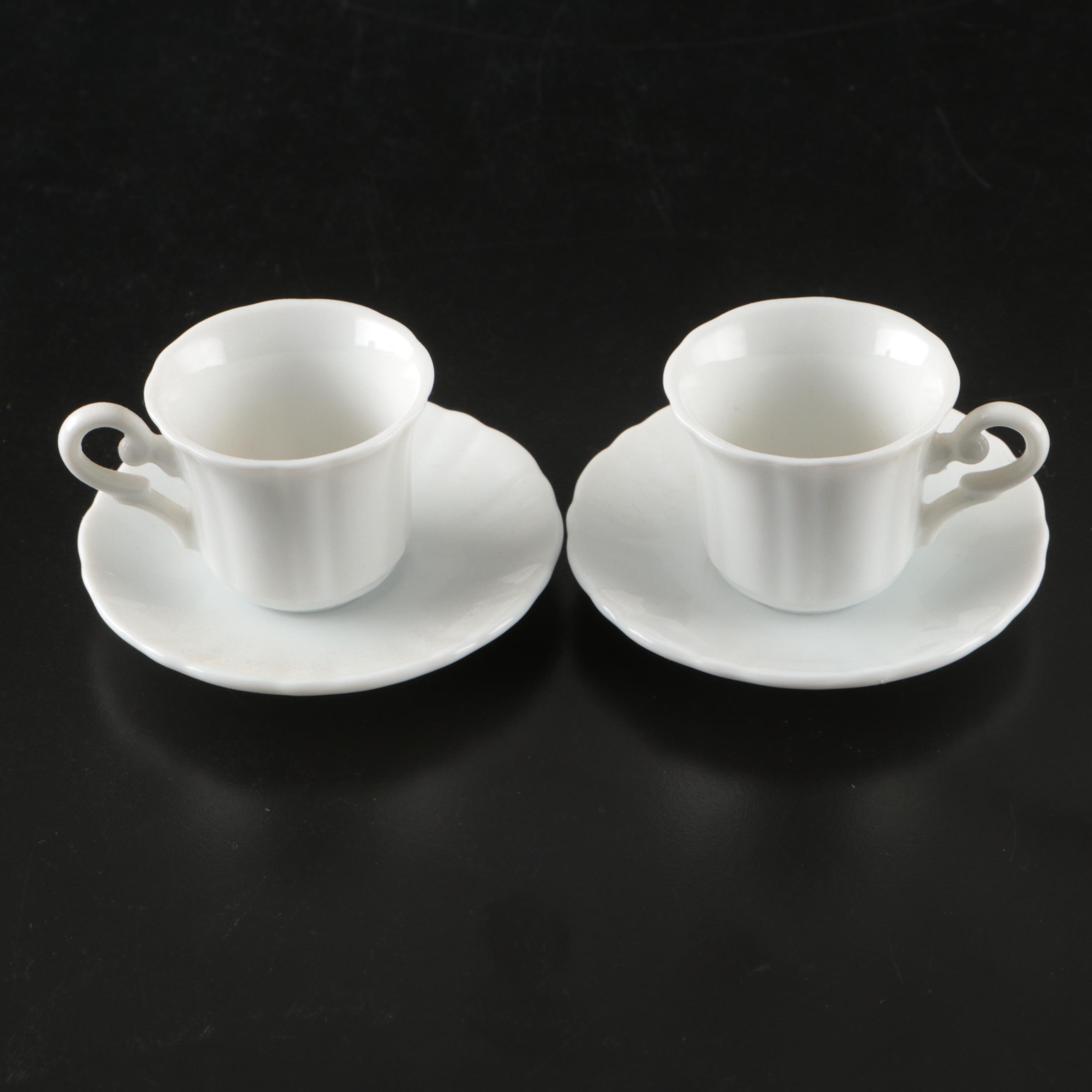 Ceramic Toy Tea Service with Crocheted Place Settings and Tablecloth