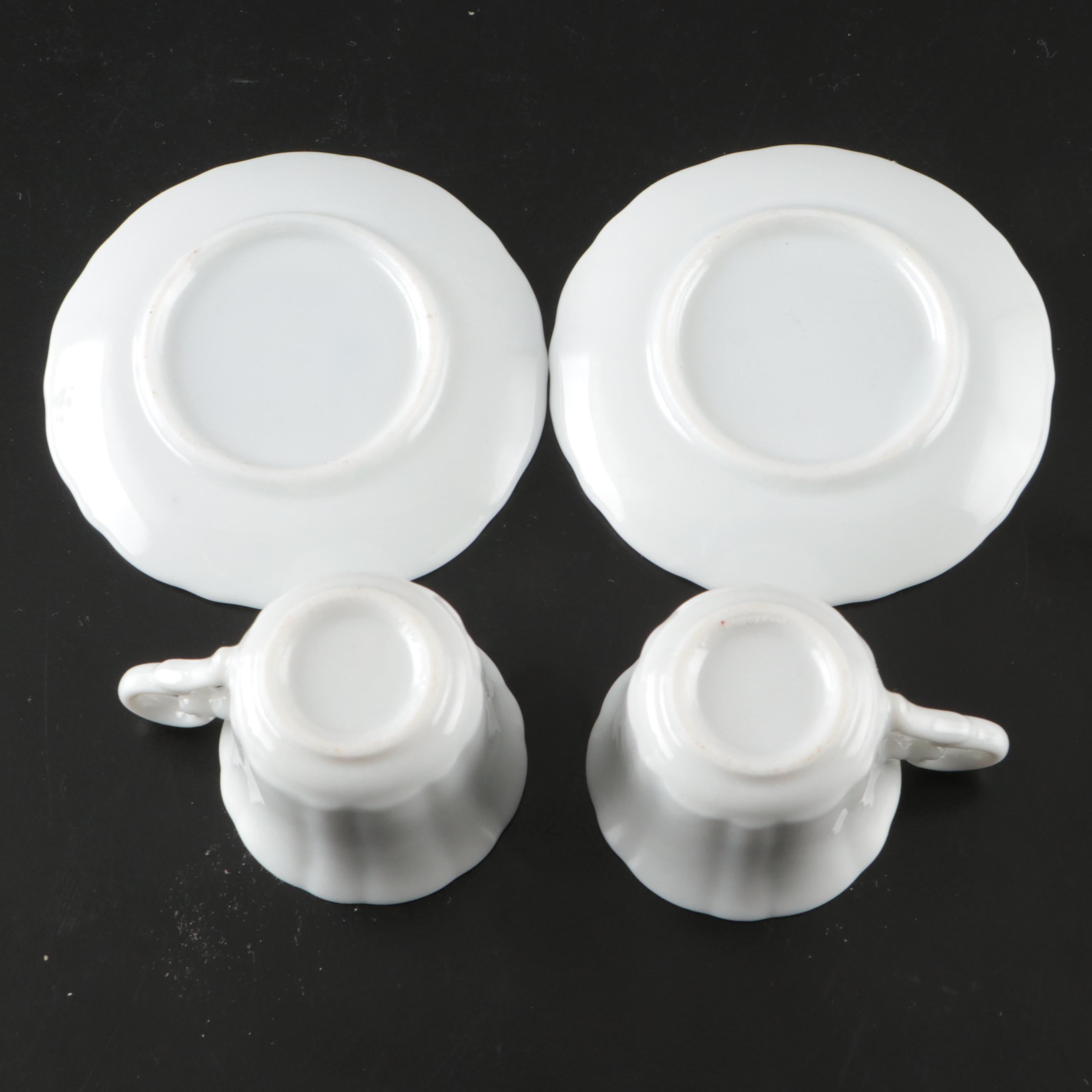 Ceramic Toy Tea Service with Crocheted Place Settings and Tablecloth