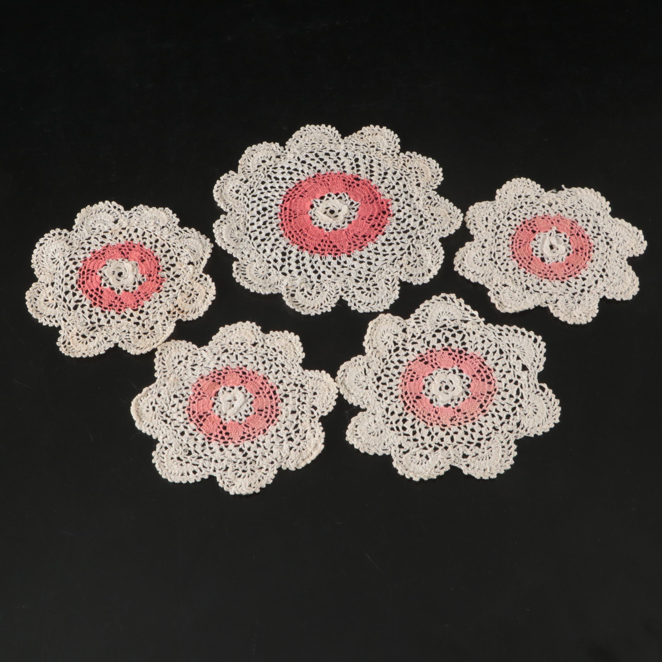 Ceramic Toy Tea Service with Crocheted Place Settings and Tablecloth