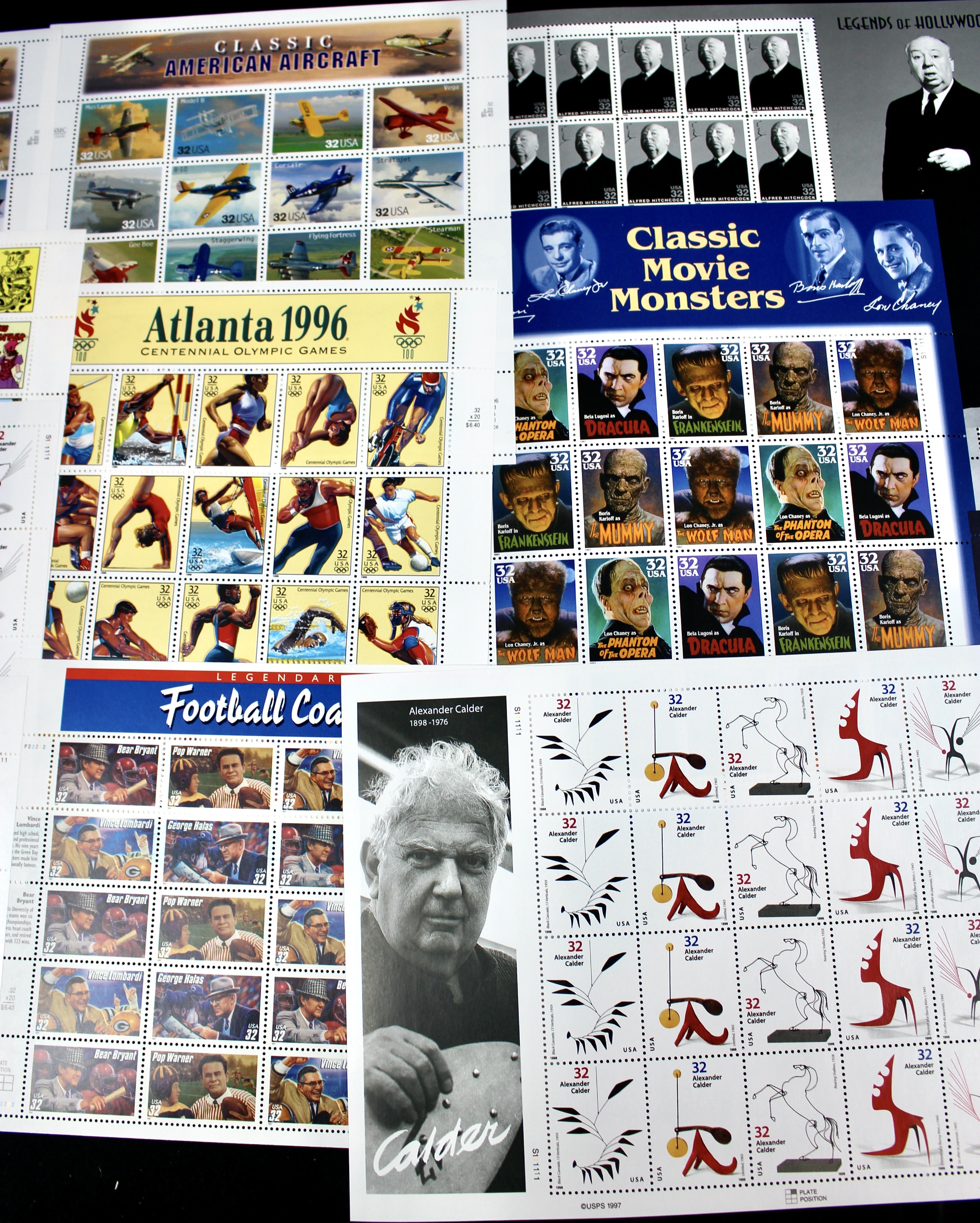 Fifteen Miniature U.S. Postage Stamp Sheets, Mint Condition