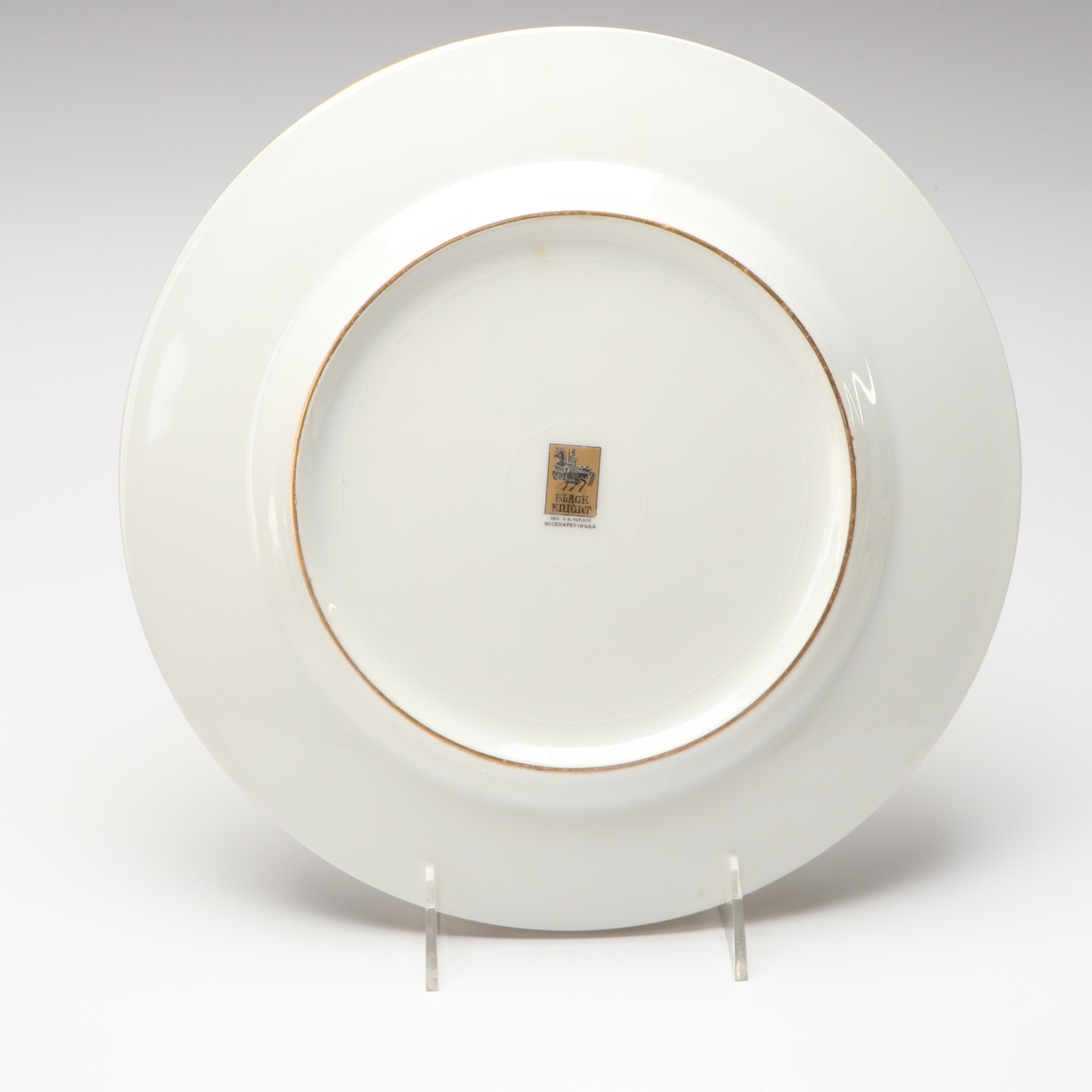 Black Knight Gilt Rimmed and Cobalt Porcelain Dinner Plates