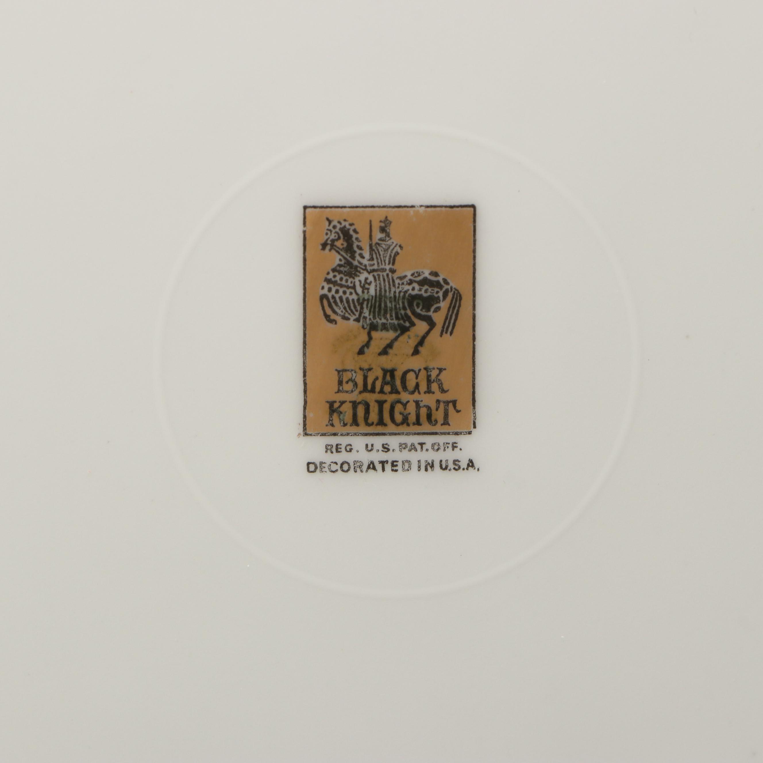 Black Knight Gilt Rimmed and Cobalt Porcelain Dinner Plates