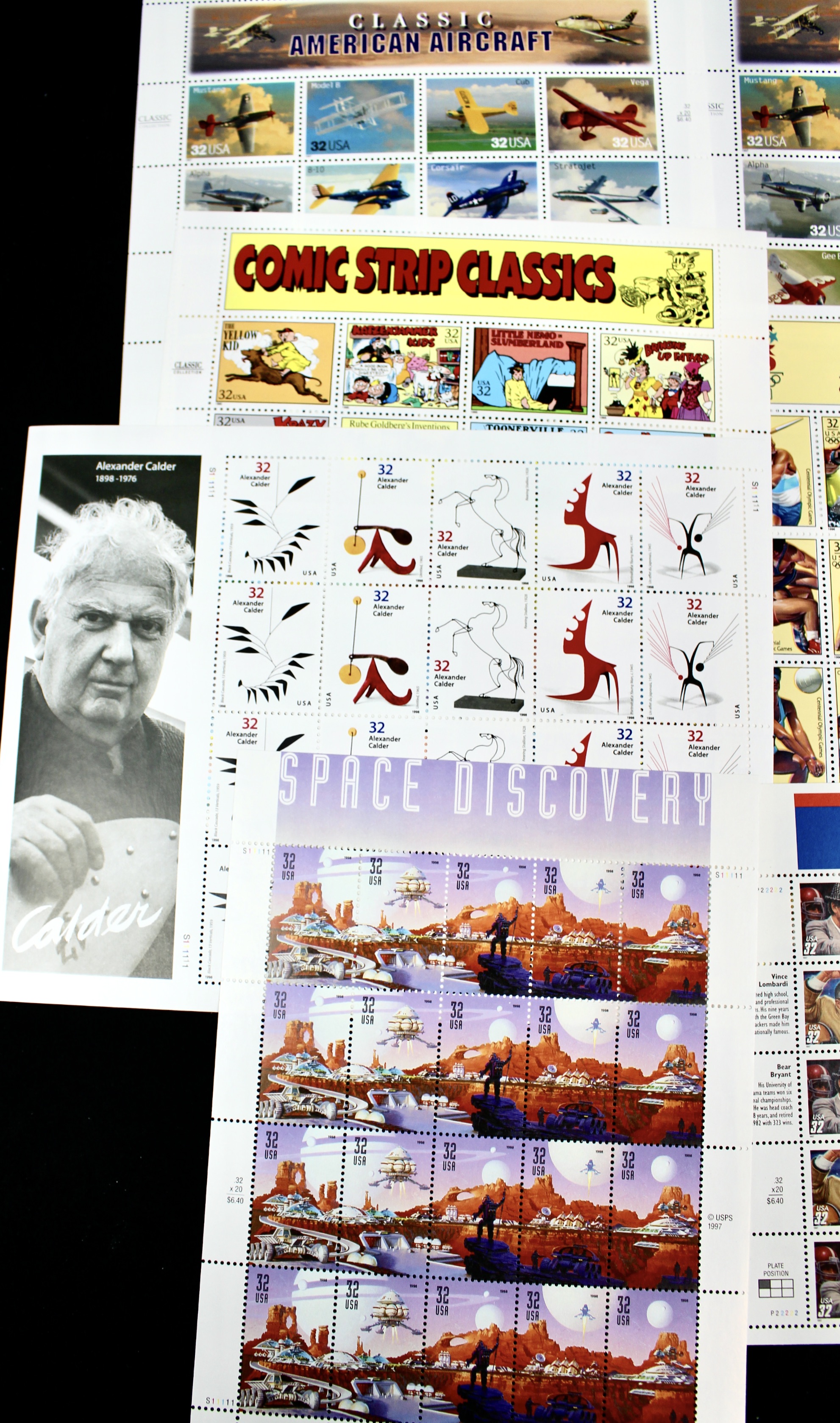 Fifteen Miniature U.S. Postage Stamp Sheets, Mint Condition