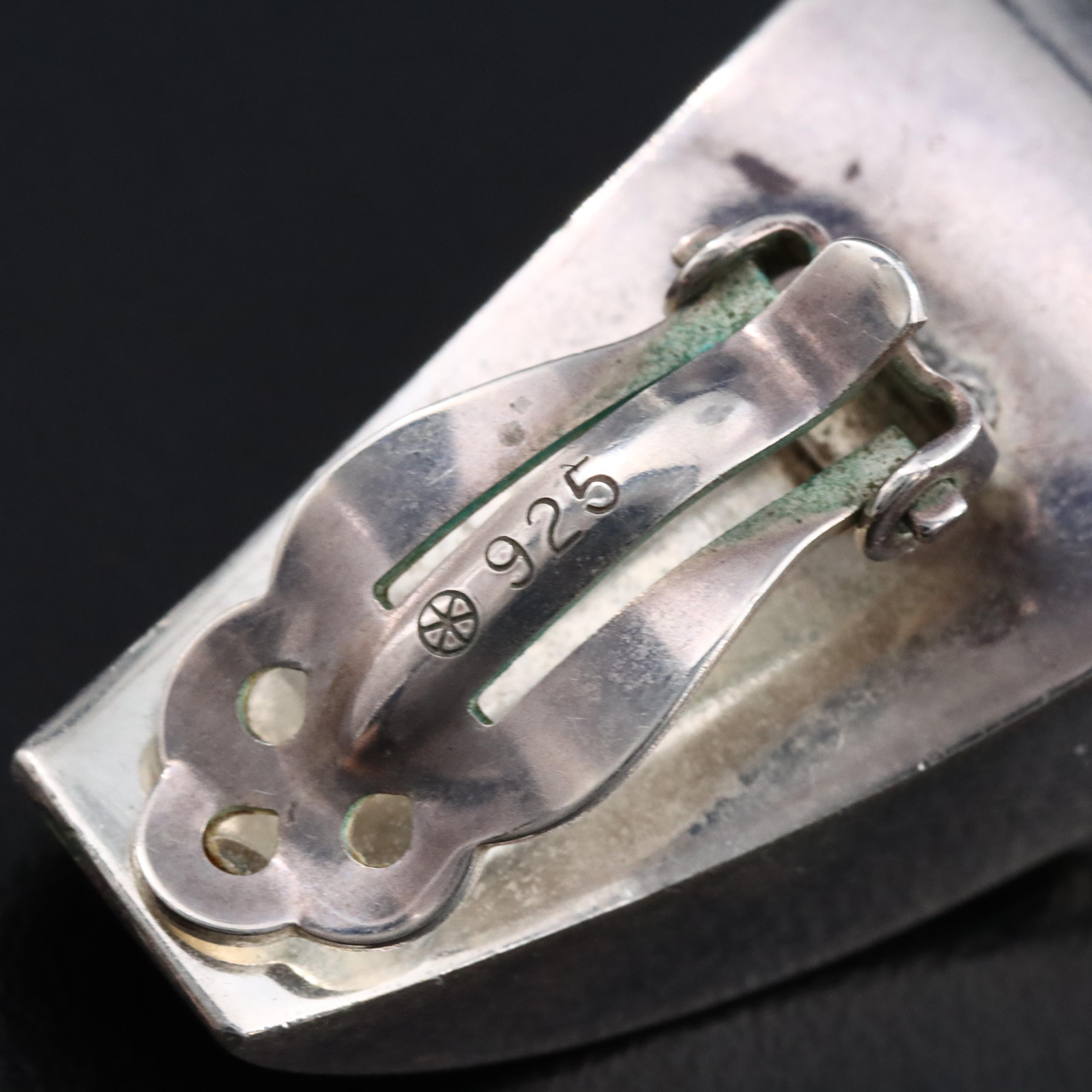 Sterling Tapered Earrings with Bead Detail