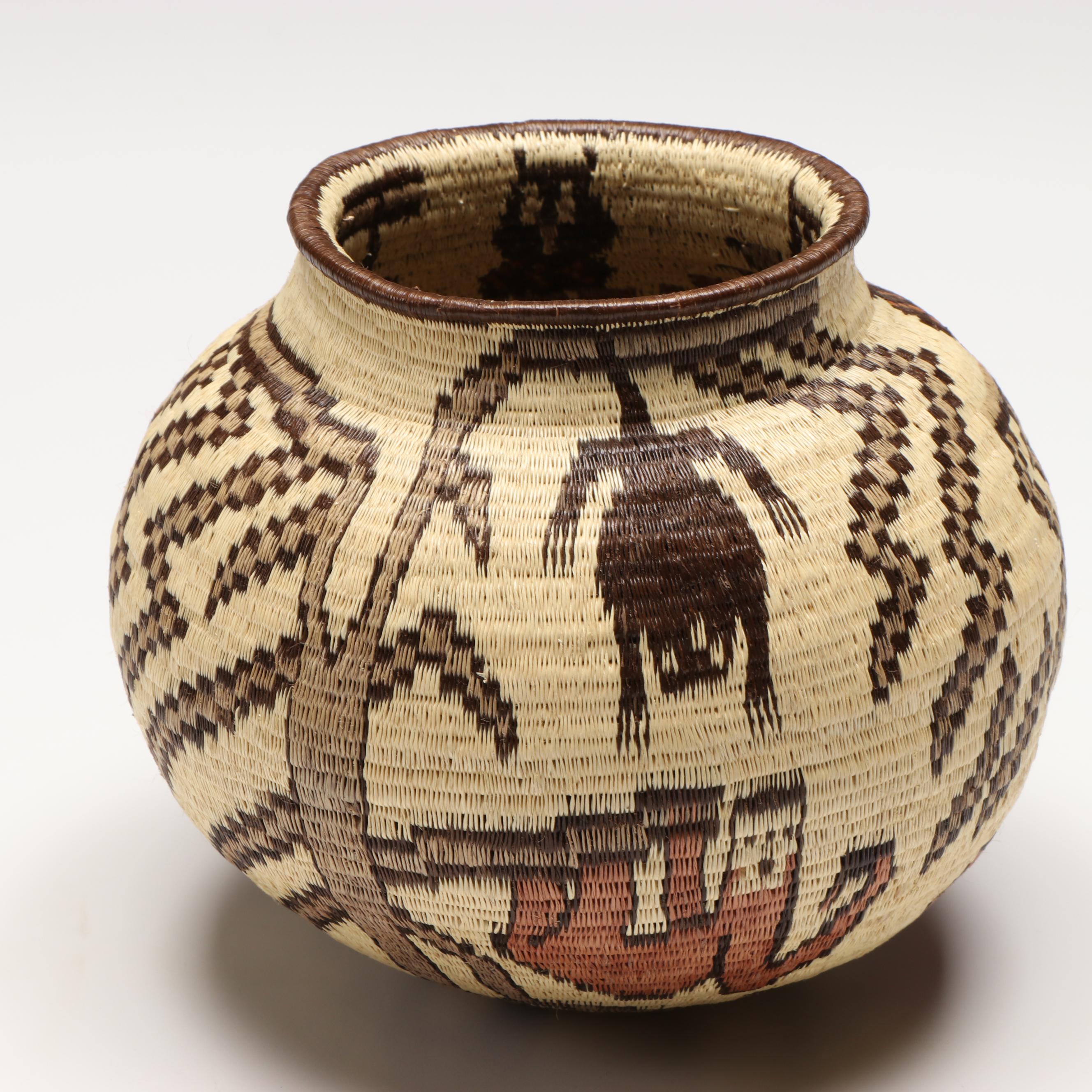 Panamanian Emberá-Wounaan Chunga Fiber Baskets with Owls and Geometric Motifs