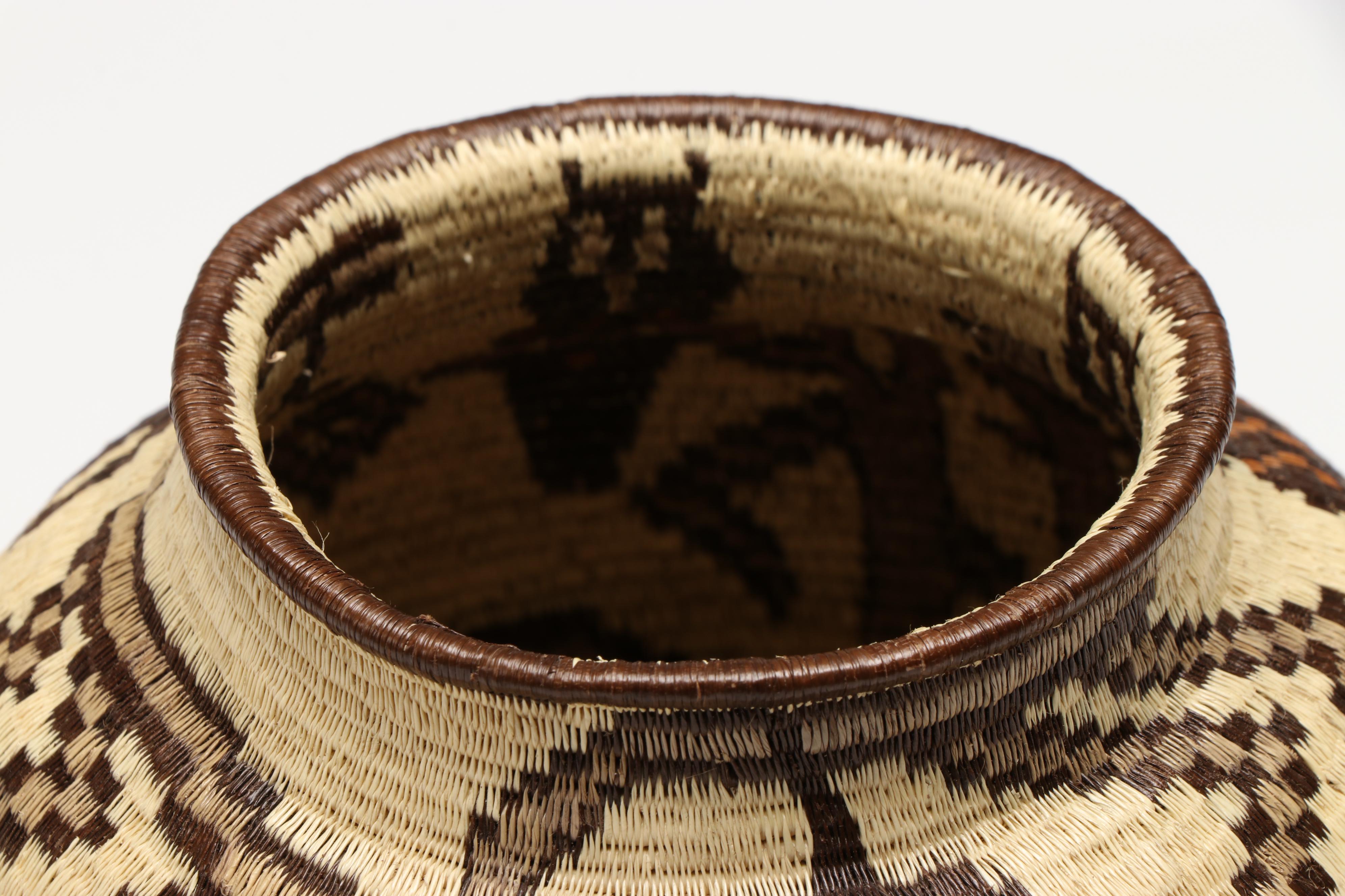 Panamanian Emberá-Wounaan Chunga Fiber Baskets with Owls and Geometric Motifs