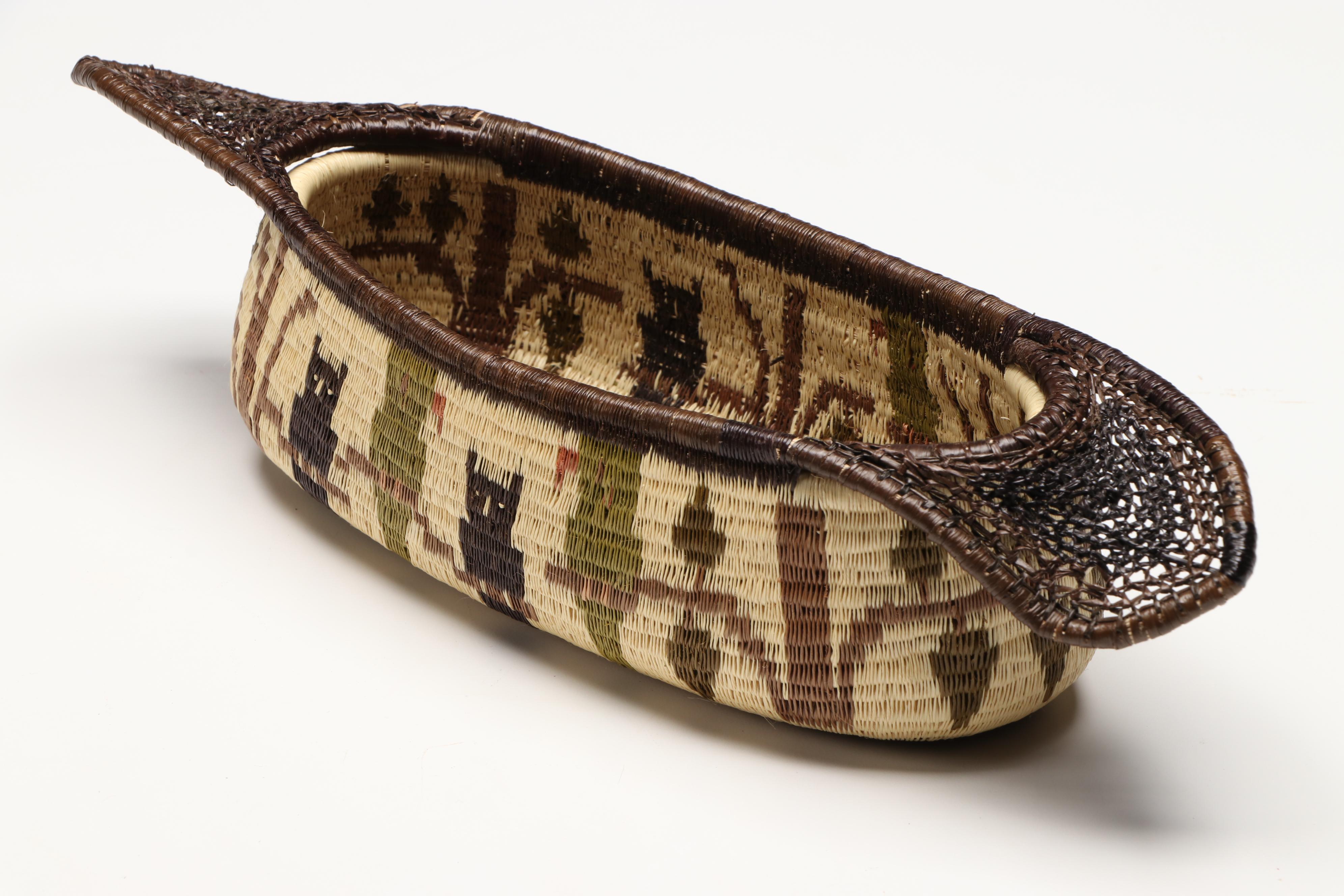 Panamanian Emberá-Wounaan Chunga Fiber Baskets with Owls and Geometric Motifs